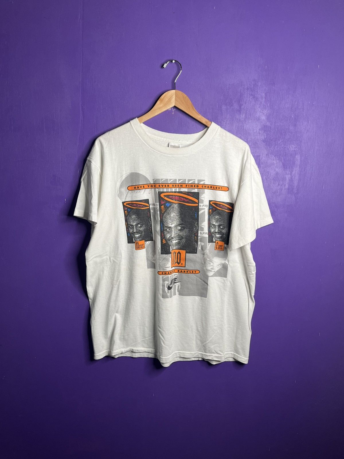 NBA × Nike × Vintage Vintage 90s Nike Charles Barkley never fined t-shirt Size US XL / EU 56 / 4 - 1 Thumbnail