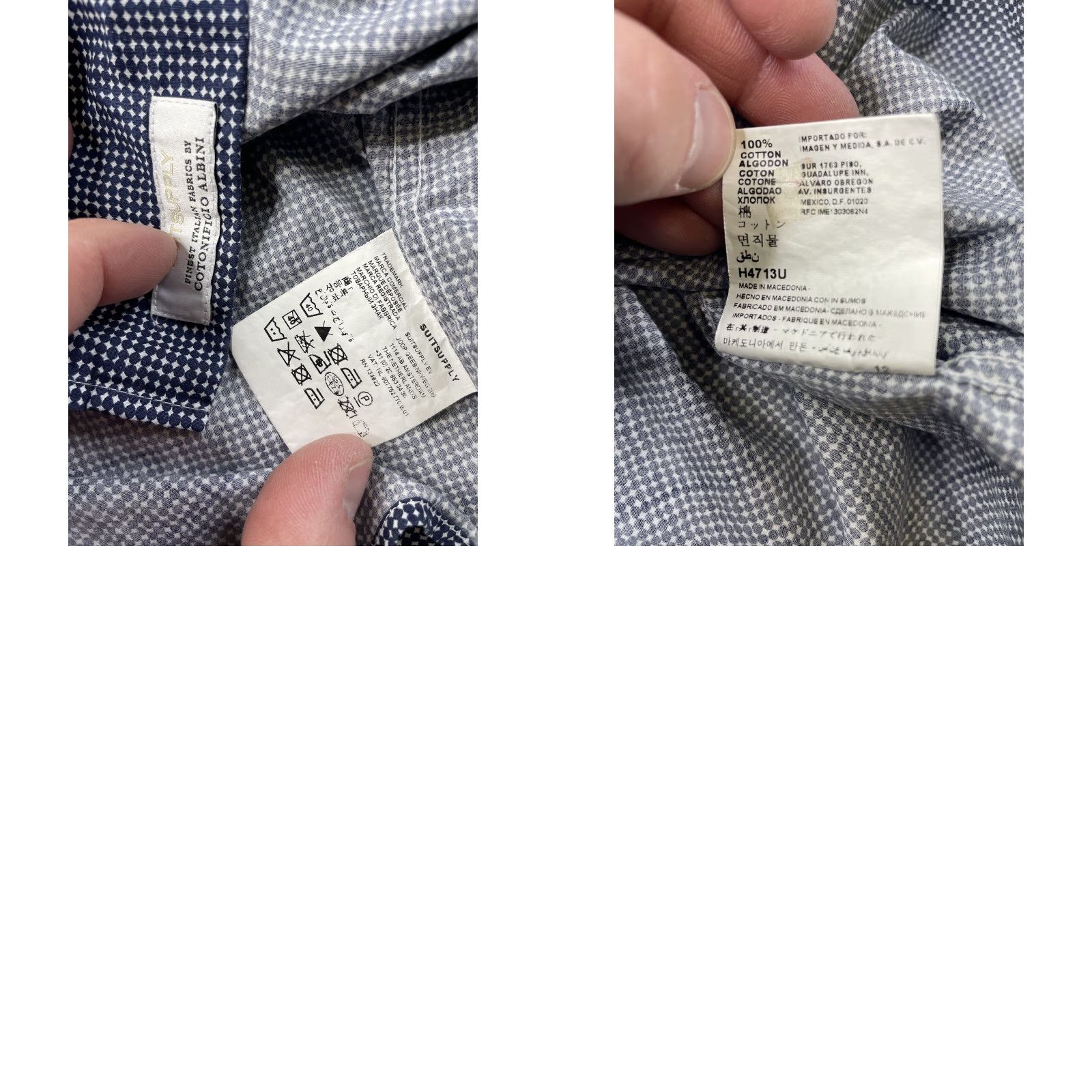 Suitsupply Suitsupply Dress Shirt Mens 39 Black White Diamond Long Sleeve Button-Up Multicolor Cotton Geometric Casual Travel Button-Down Collar Mens Regular Fit Size 40R - 8 Thumbnail
