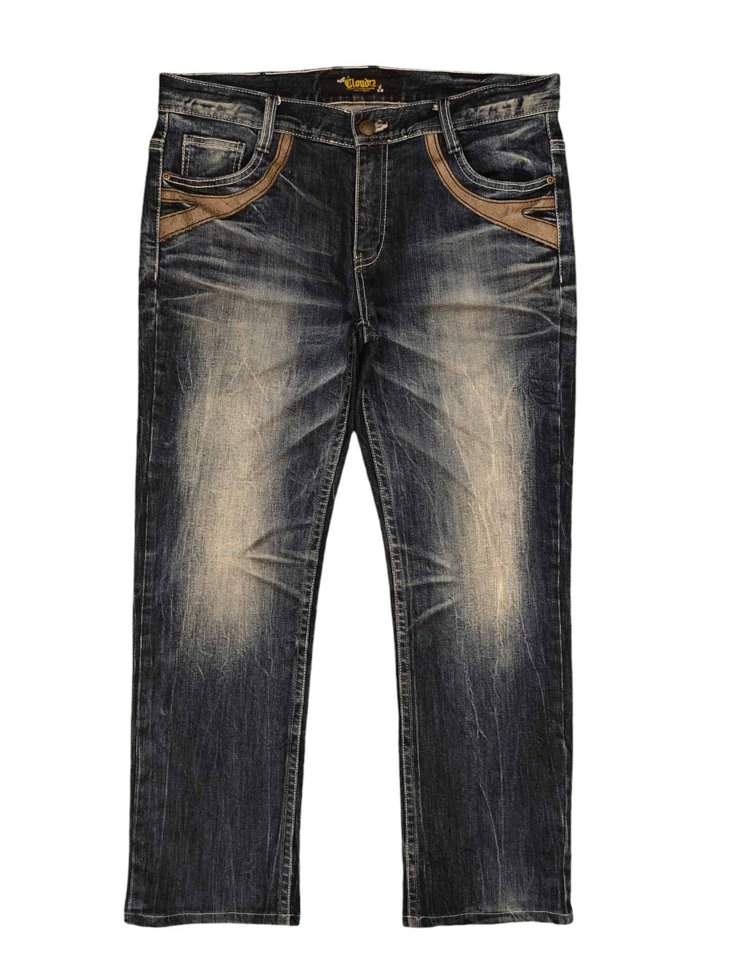 Artful Dodger Vintage Y2k Cloud 72 Embroidered Pocket Clawmark Faded Jeans Size US 36 / EU 52 - 7 Thumbnail