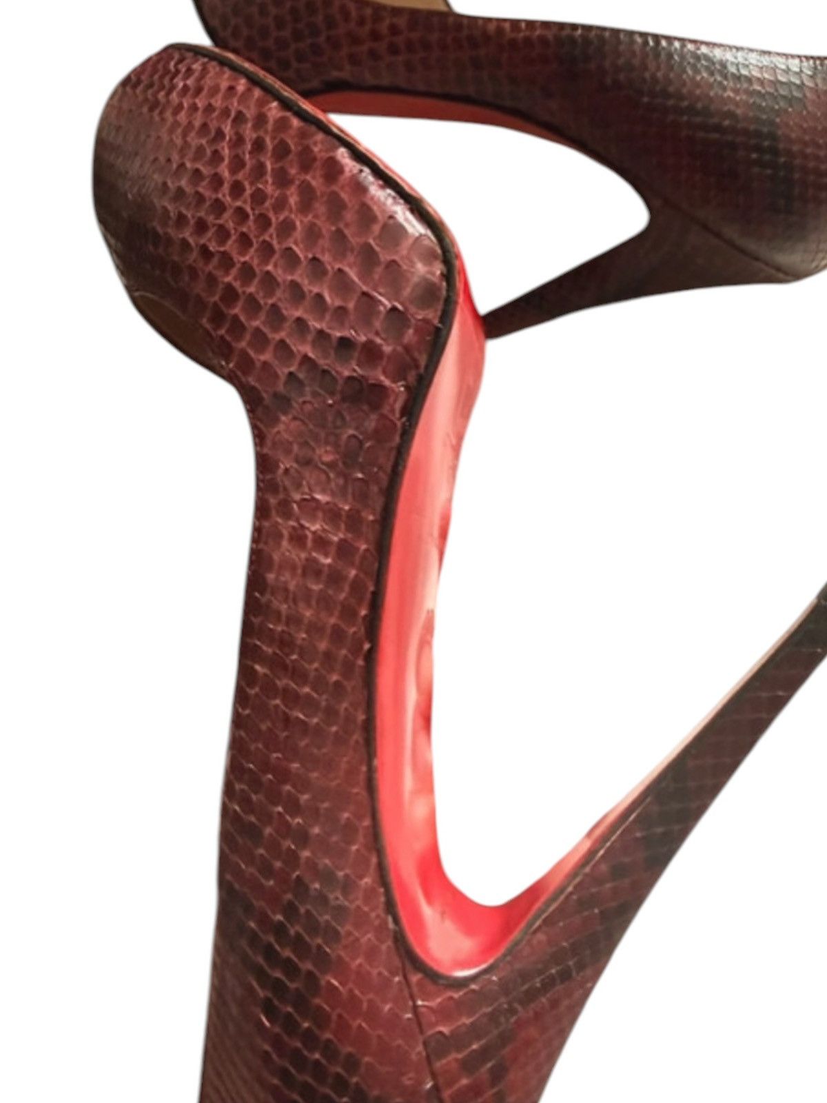 Christian Louboutin Christian Louboutin Burgundy Python Peep Toe Heels EU 40.5 Size US 10.5 / IT 40.5 - 11 Thumbnail