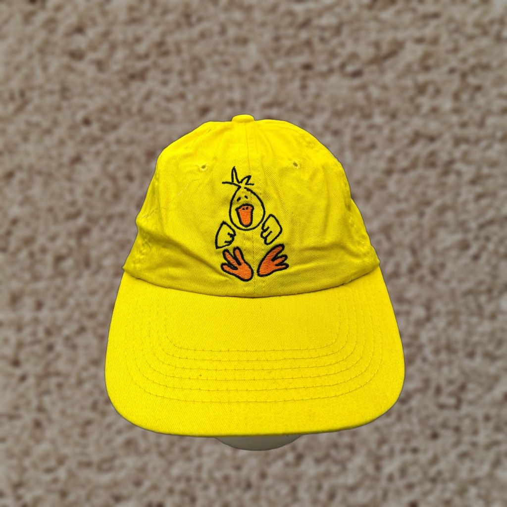 Vintage HEADLINES Duck Hat Cap Baseball Cap Strap Back One Size Yellow 100% Cotton Cartoon Unisex Adults Adjustable Size ONE SIZE - 1 Thumbnail