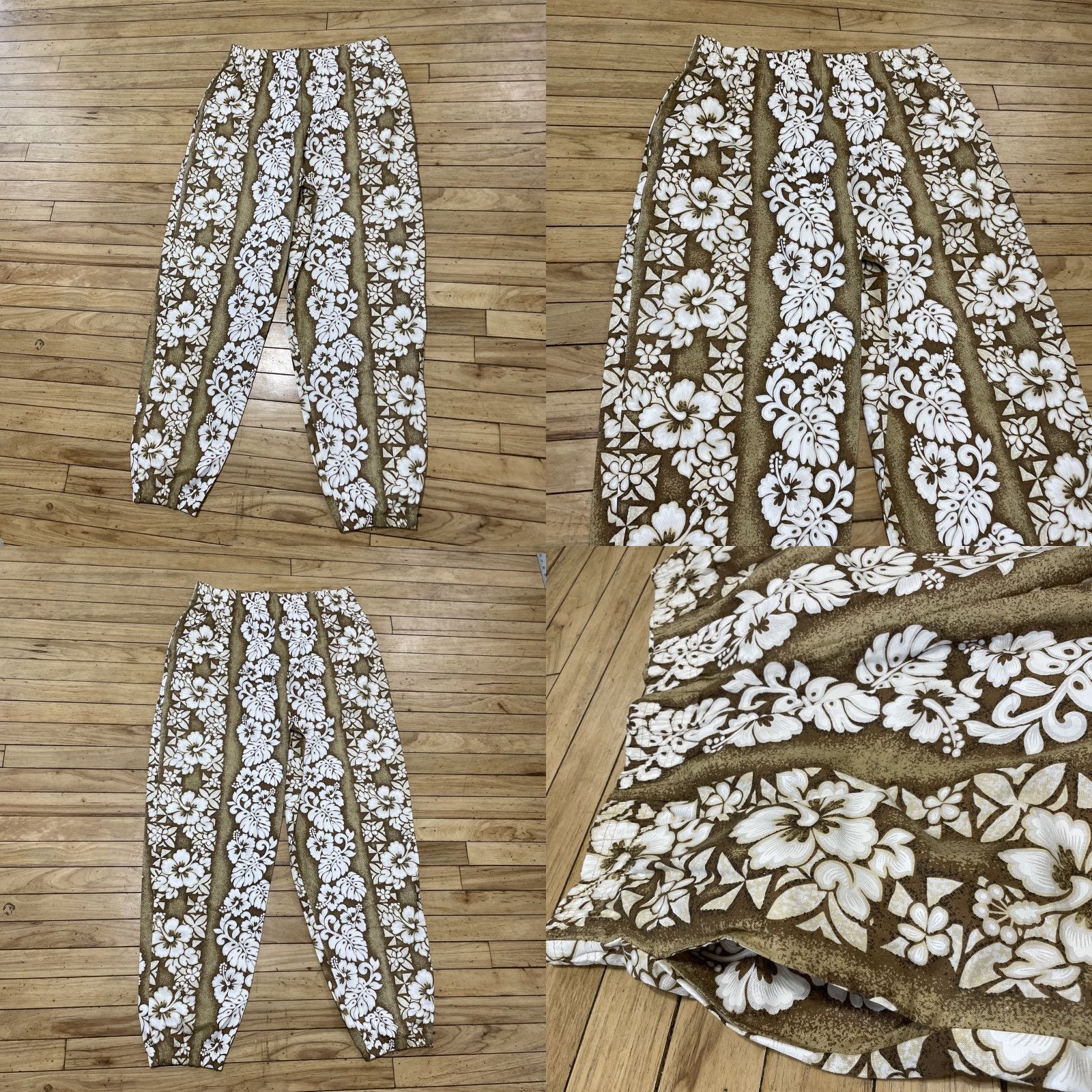 Vintage VINTAGE Reebesse Beverly Hills 2XL Brown Floral Hawaiian Pants 80s Parachute Tapered Jogger Baggy Streetwear Men's Size US 39 - 11 Thumbnail