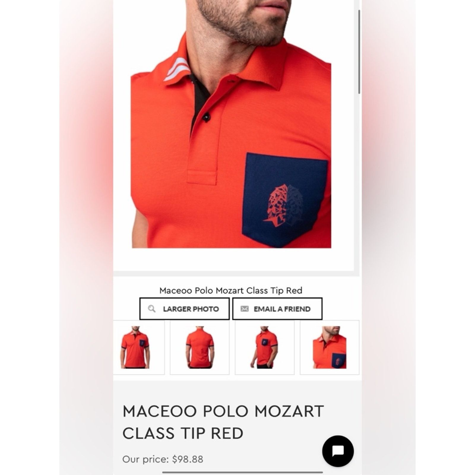 Maceoo Men's Maceo Red Polo Shirt with Navy Pocket and lion 🦁 S Size US S / EU 44-46 / 1 - 5 Thumbnail