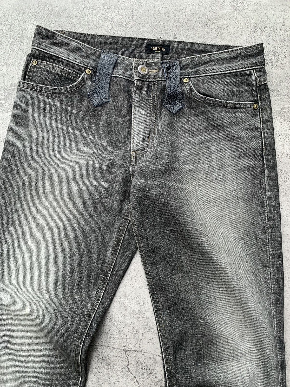 Japanese Brand Something EDWIN leather lace-up slim flare jeans Size US 27 - 2 Thumbnail