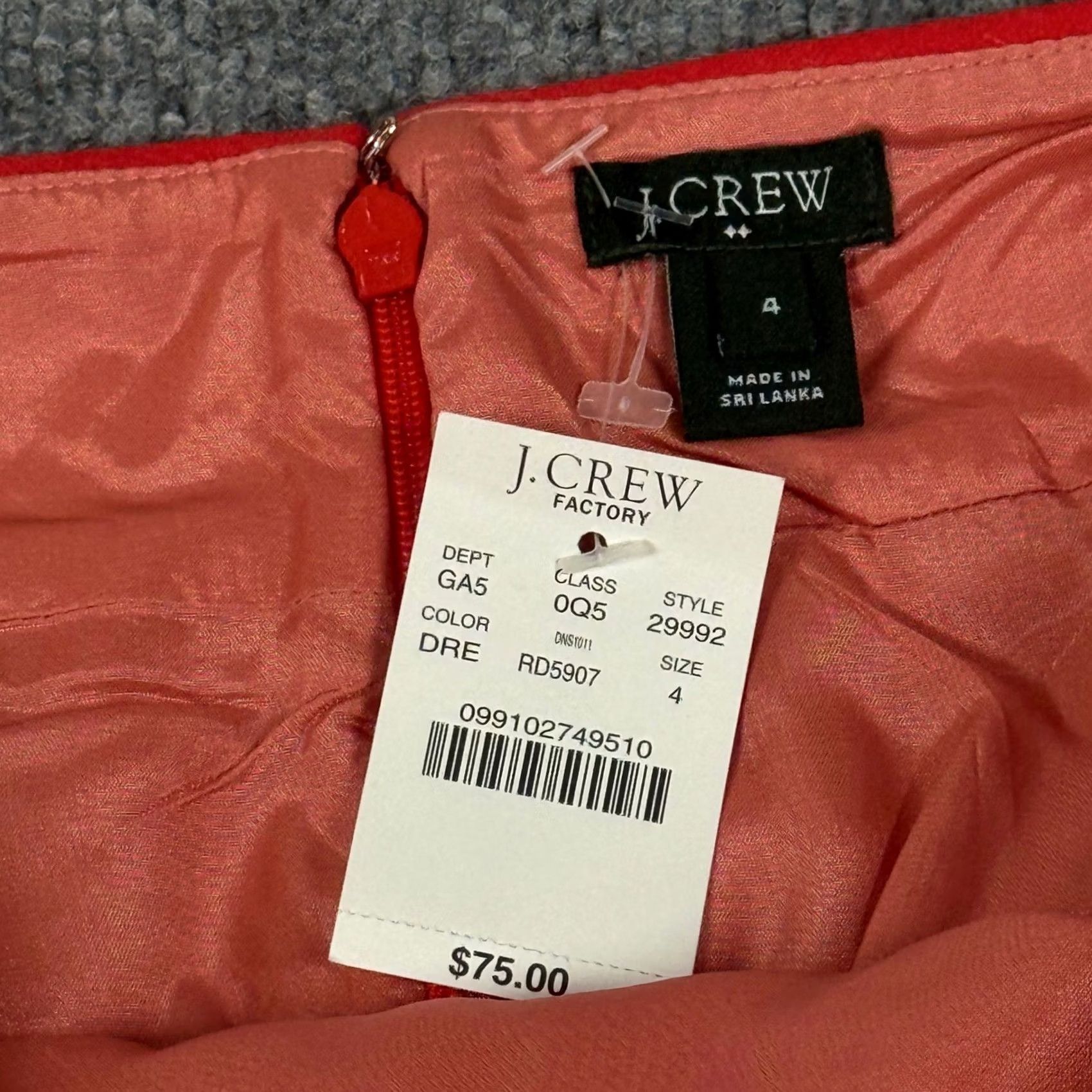 J.Crew VINTAGE J. Crew Red Wool Blend Mini Skirt 4 Women Pockets Zipper Tweed Workwear Chic, Fall, Party/Cocktail, Dry Clean Only, Regular Size 4 Size 27" / US 4 / IT 40 - 3 Thumbnail