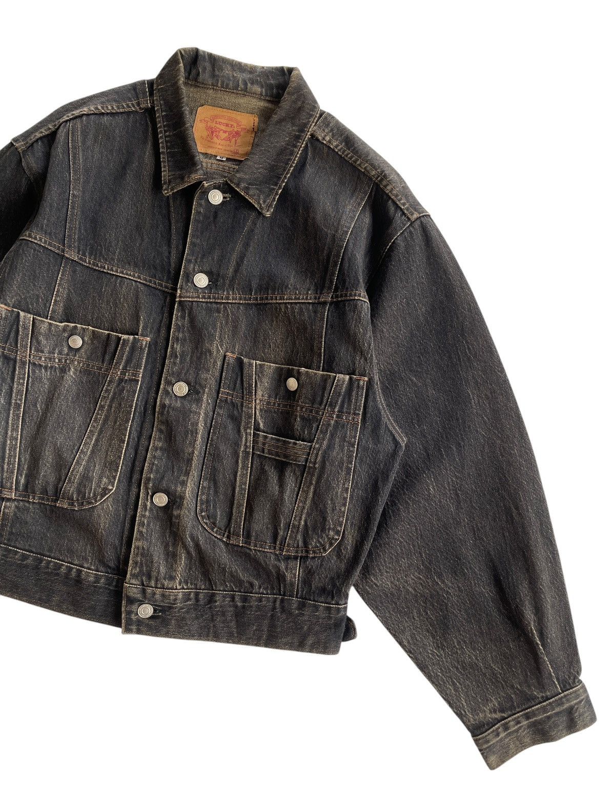 Japanese Brand Lucky Dark Dust Denim Trucker Baggy Jacket Size US M / EU 48-50 / 2 - 6 Thumbnail