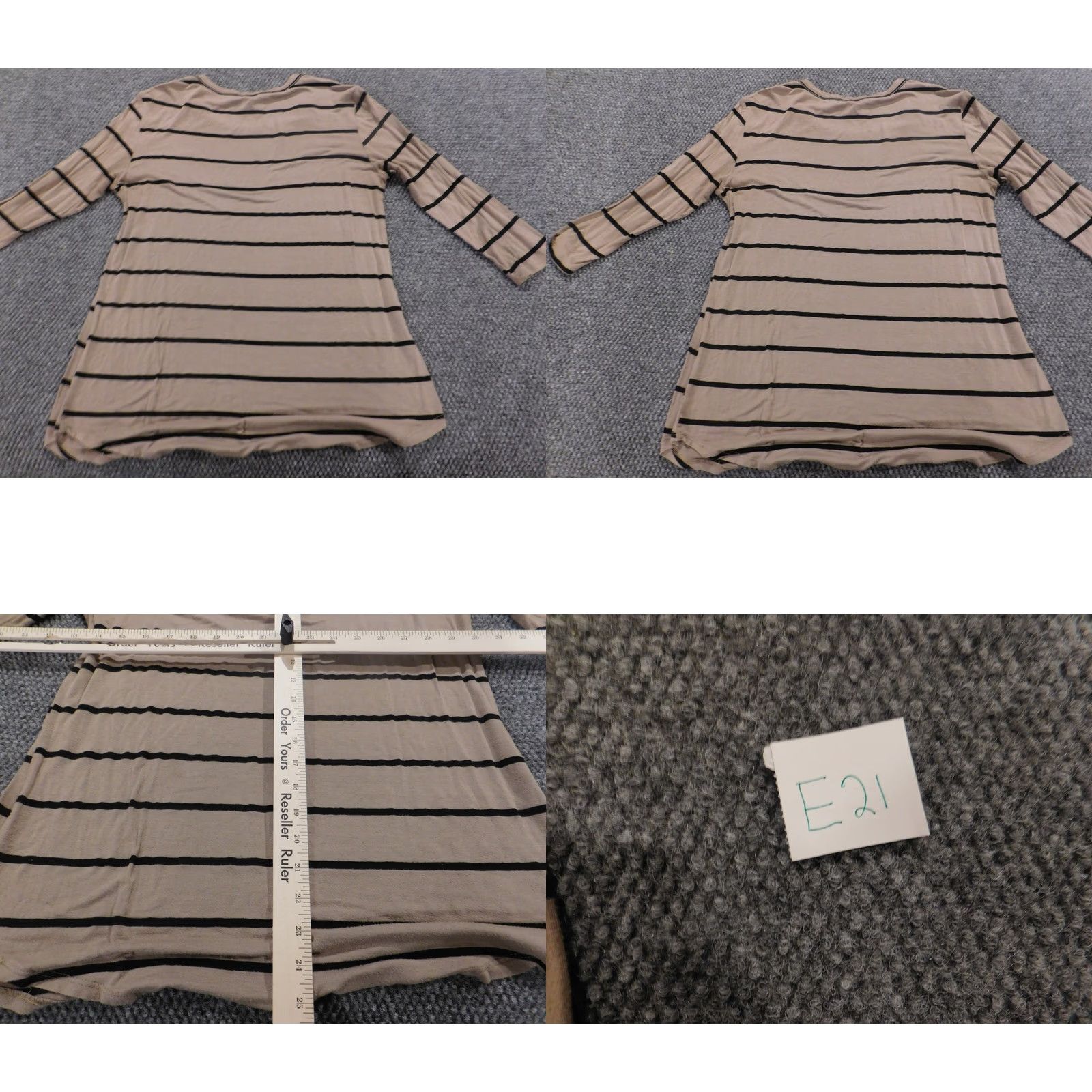 Vintage Flashbob Blouse Short Sleeve Woven Polyester Brown Striped High Neck Pullover Crew Casual XL Women’s Size XL / US 12-14 / IT 48-50 - 8 Thumbnail