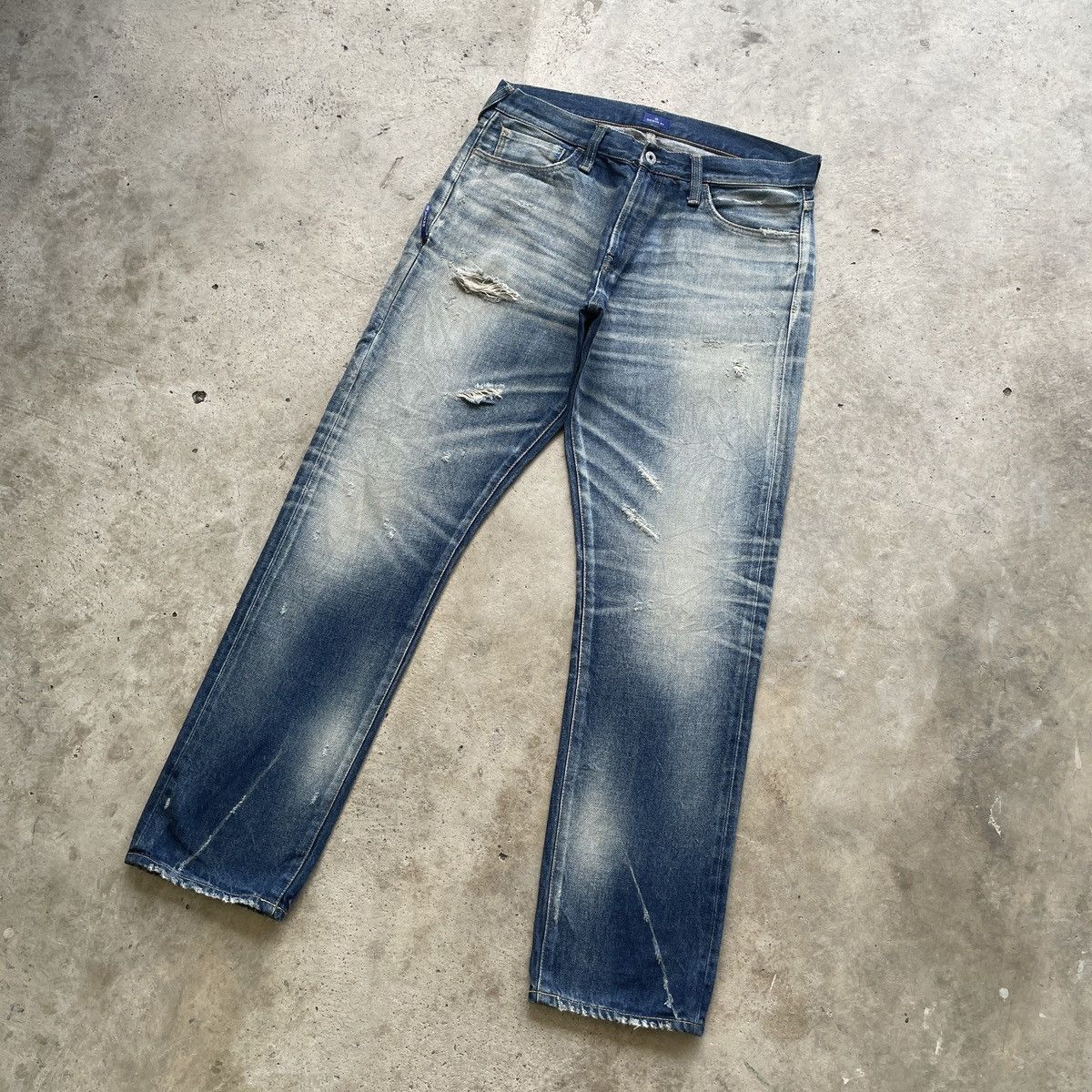 Japanese Brand W35 Vintage Japan Selvedge Faded Jeans Pants Stonewash Denim Size US 35 - 3 Thumbnail
