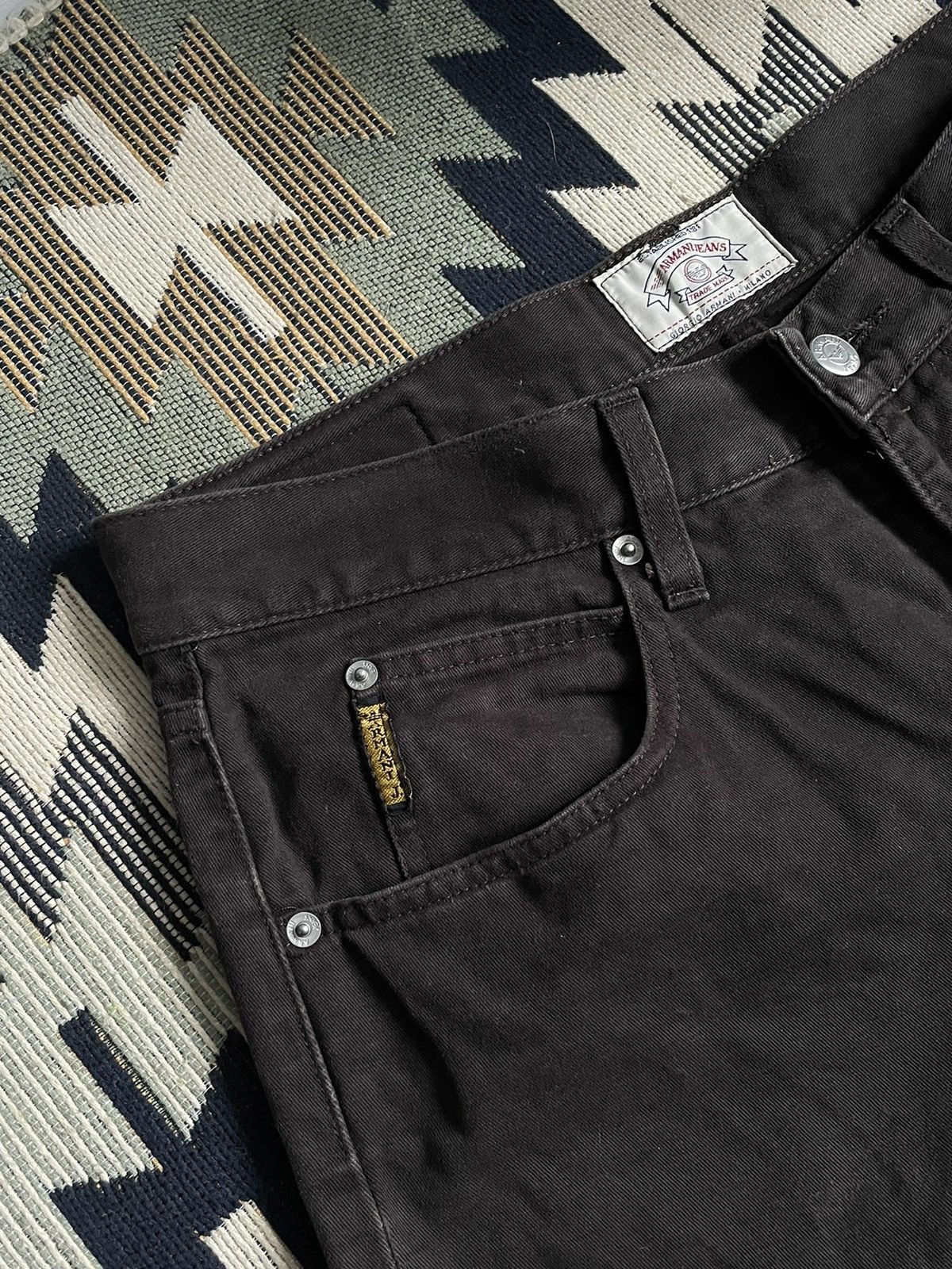 Armani Vintage Armani Metal Logo Brown Denim Pants Size US 36 / EU 52 - 10 Thumbnail