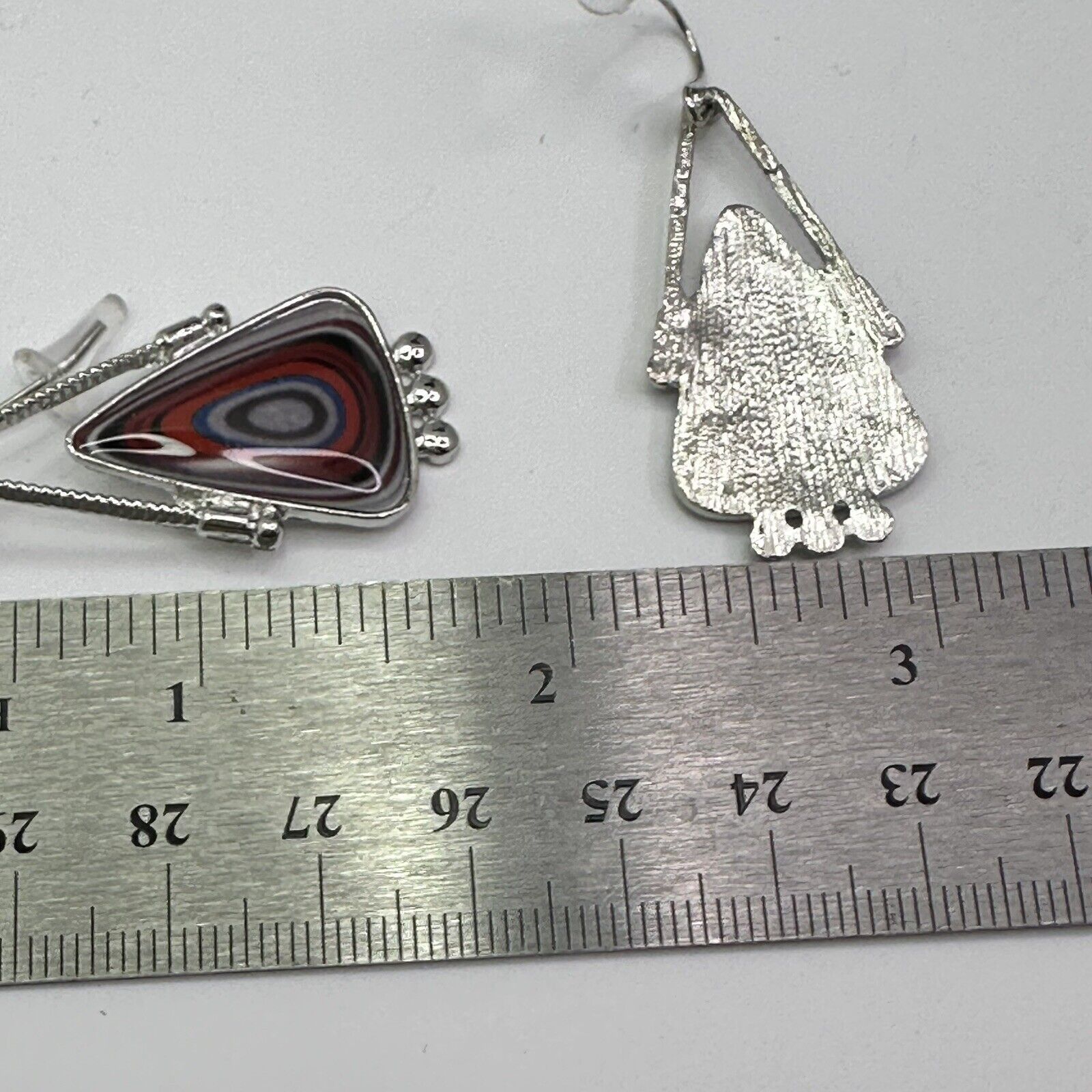 The Unbranded Brand Triangle Spiral Synthetic Gems Dangle Silver Tone Earrings Size ONE SIZE - 5 Thumbnail