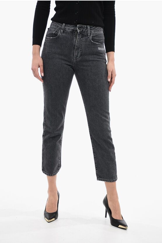 image of Off White Straight Fit Corporate Jeans 17 Cm in Grey, Women's (Size 26)