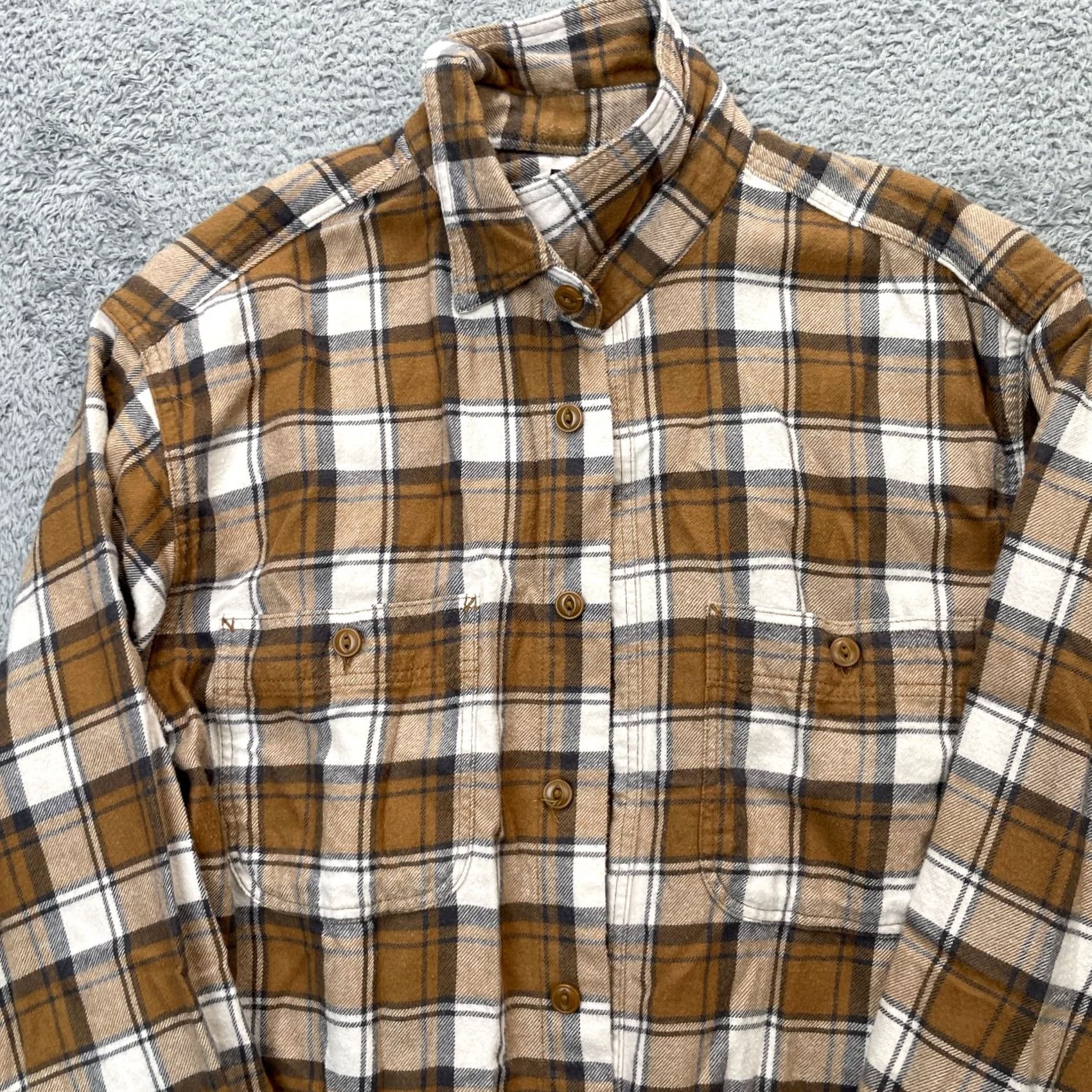Uniqlo Uniqlo Shirt Mens Brown Plaid Flannel Button Front Long Sleeve Cotton Brushed XS Size US XS / EU 42 / 0 - 3 Thumbnail