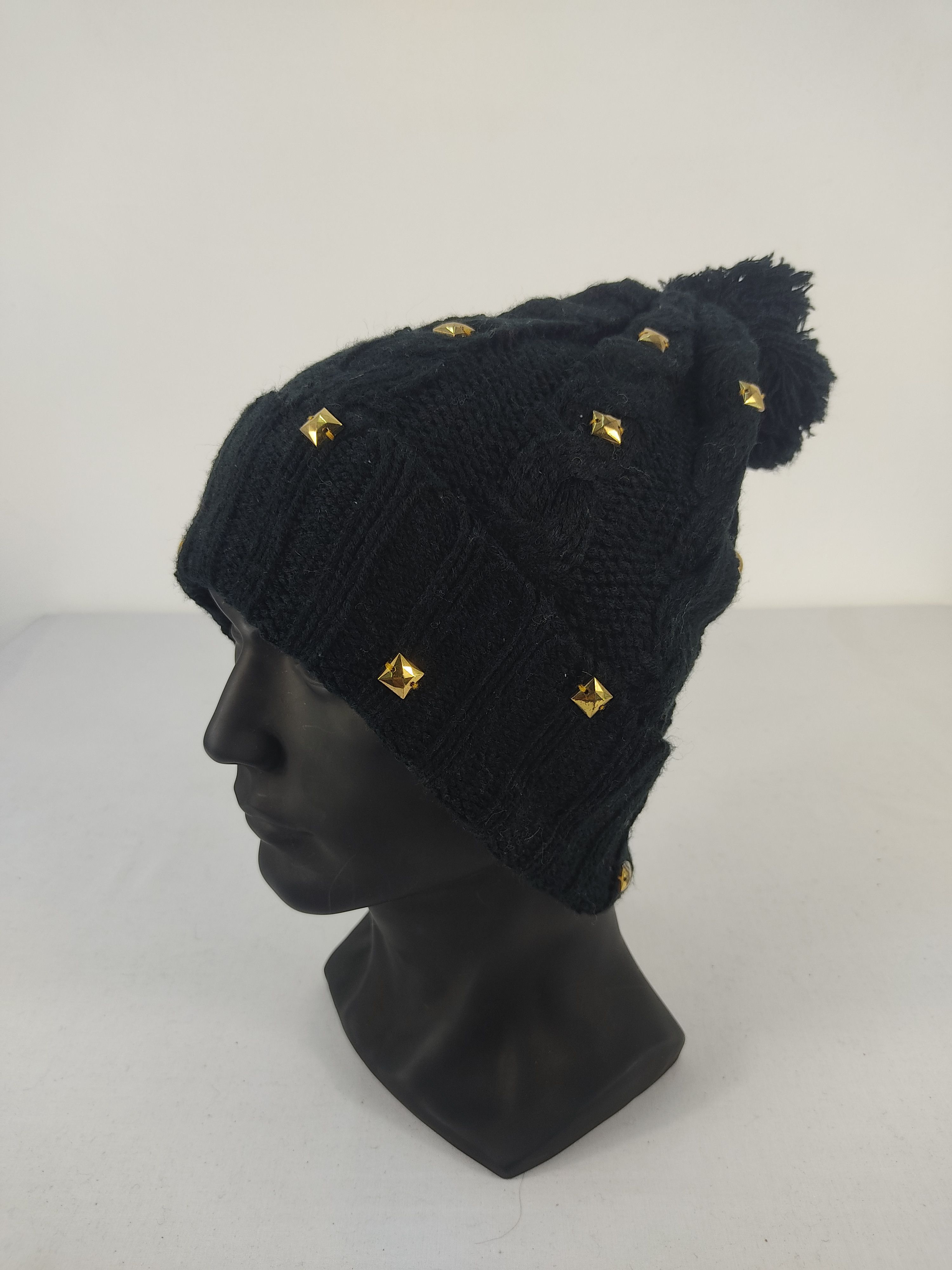 Japanese Brand Studded Knit Beanie / Snow Hat / Snow Cap