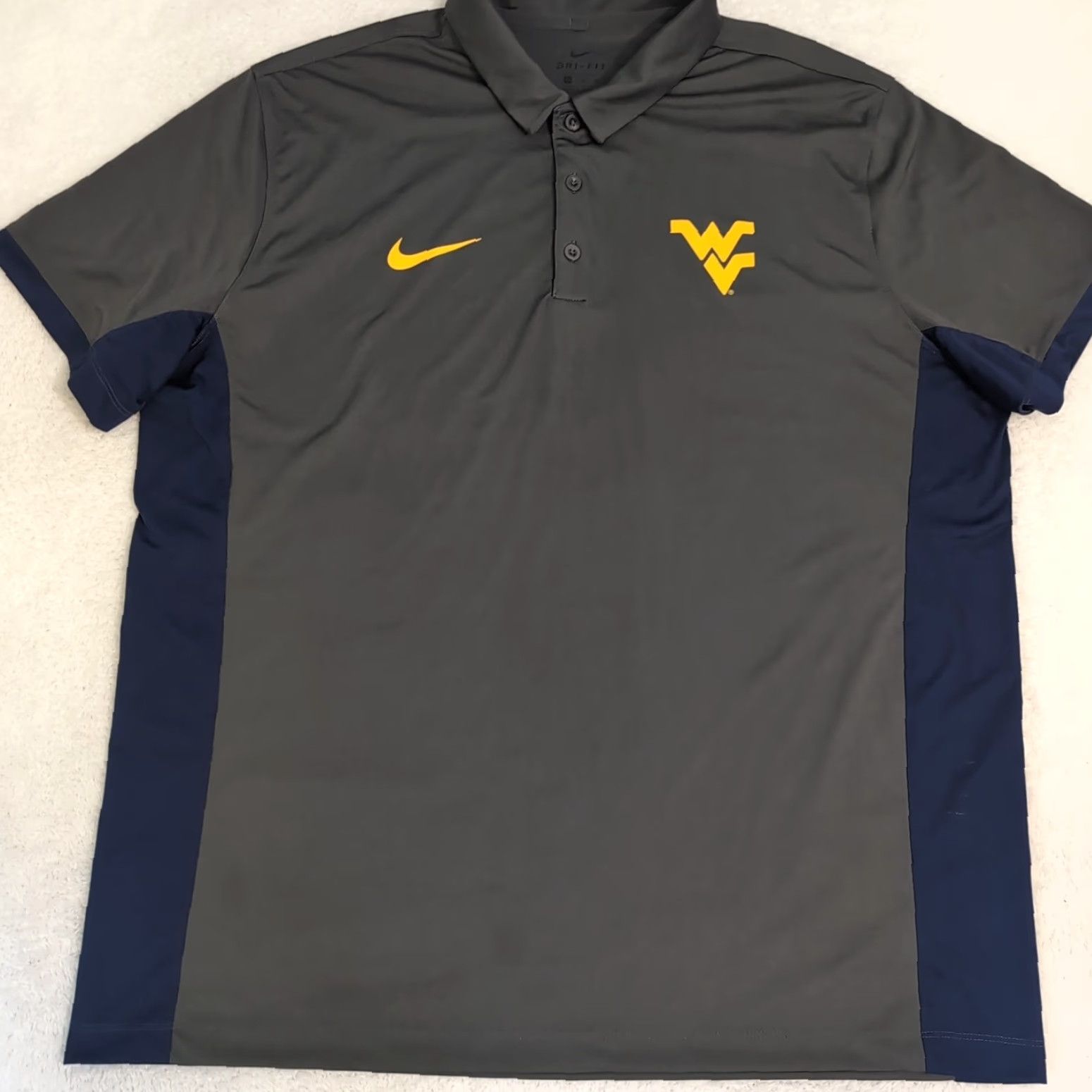 Nike Nike Dri-Fit West Virginia Polo Shirt Mens 2XL Short Sleeve Gray Blue Polo Nike Dri-FIT Mens 2XL Short Sleeve Gray Blue Size US XXL / EU 58 / 5 - 3 Thumbnail