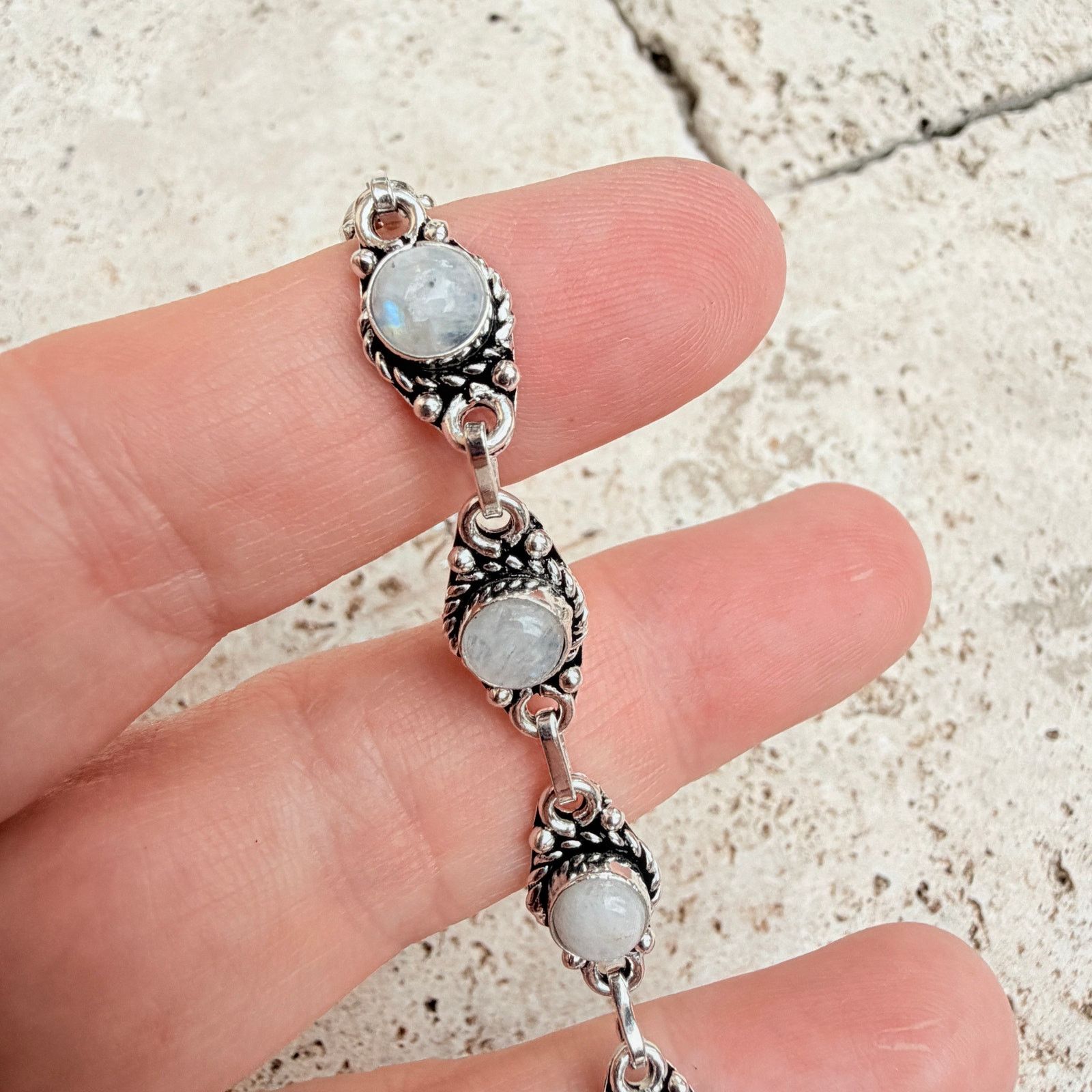 The Unbranded Brand Rainbow Moonstone Link Toggle Bracelet 925 Silver Overlay Size ONE SIZE - 5 Thumbnail