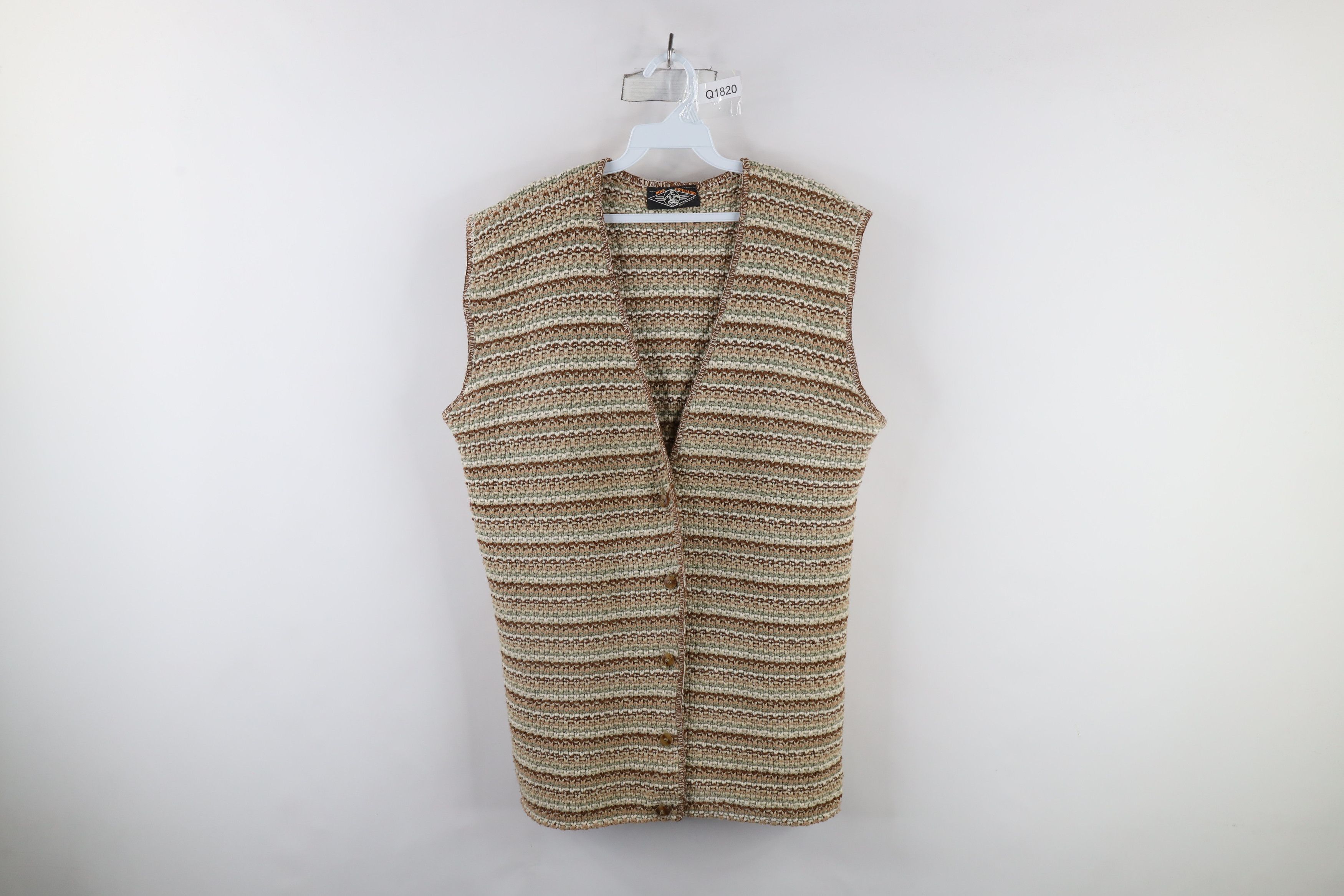 Vintage Vintage 90s Streetwear Tone Knit Cardigan Sweater Vest USA Size XL / US 12-14 / IT 48-50 - 1 Thumbnail