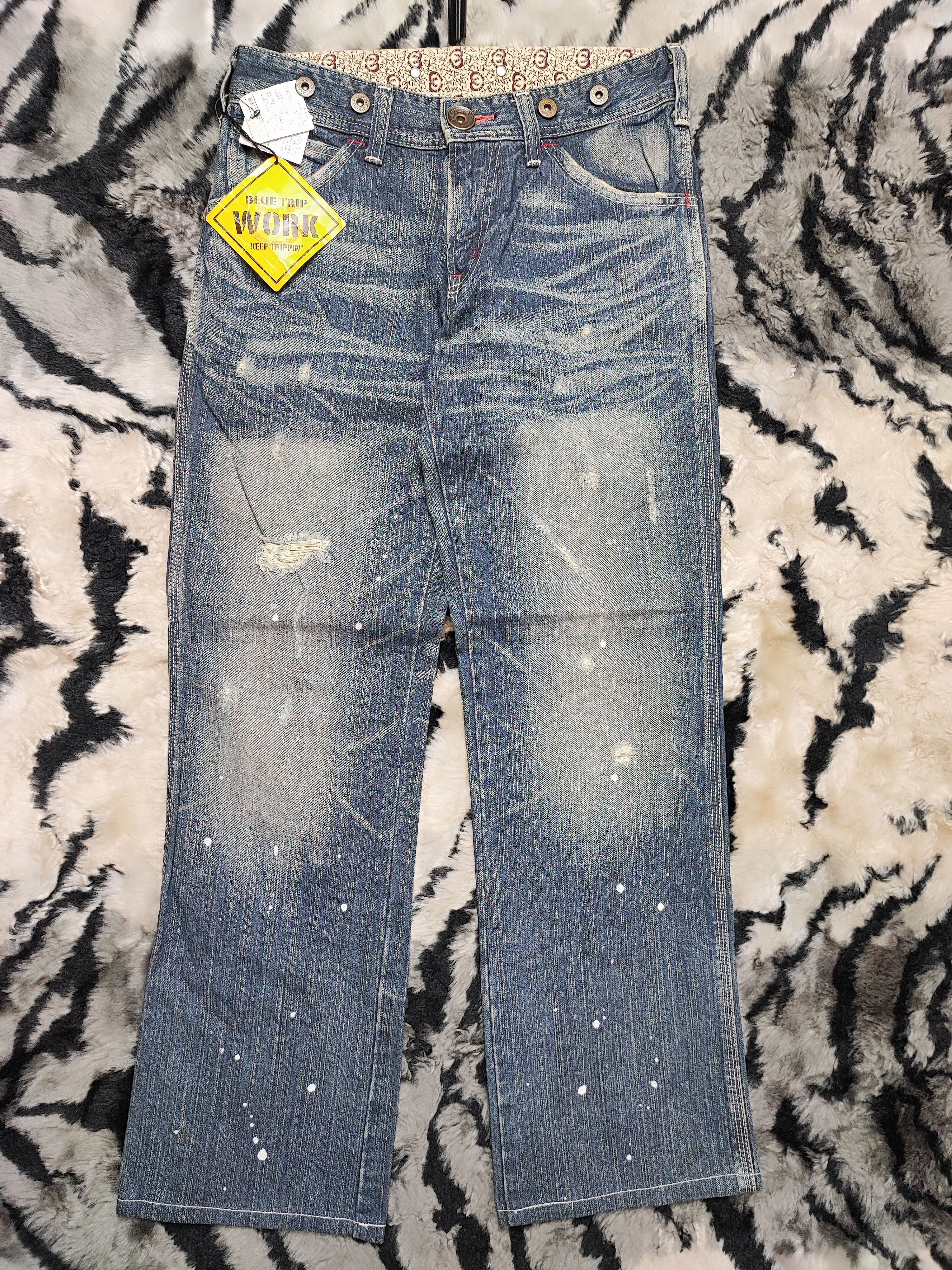 Edwin Deadstock Edwin 503 Blue Trip Work Paint Splatter Size US 29 - 2 Thumbnail
