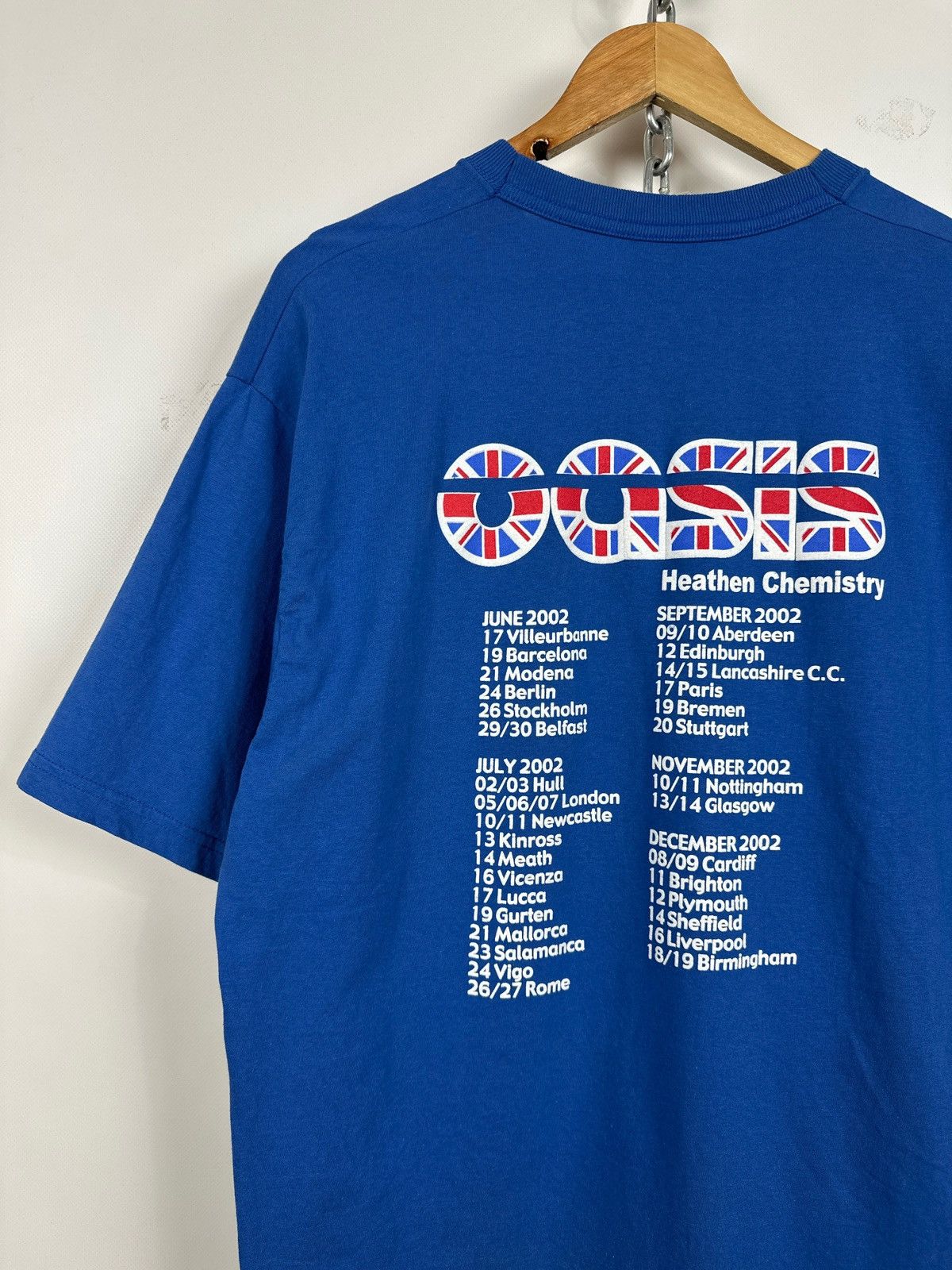 Band Tees 2002 Vintage Oasis Heathen Chemistry Tour Blue Band T-Shirt Size US XL / EU 56 / 4 - 11 Thumbnail