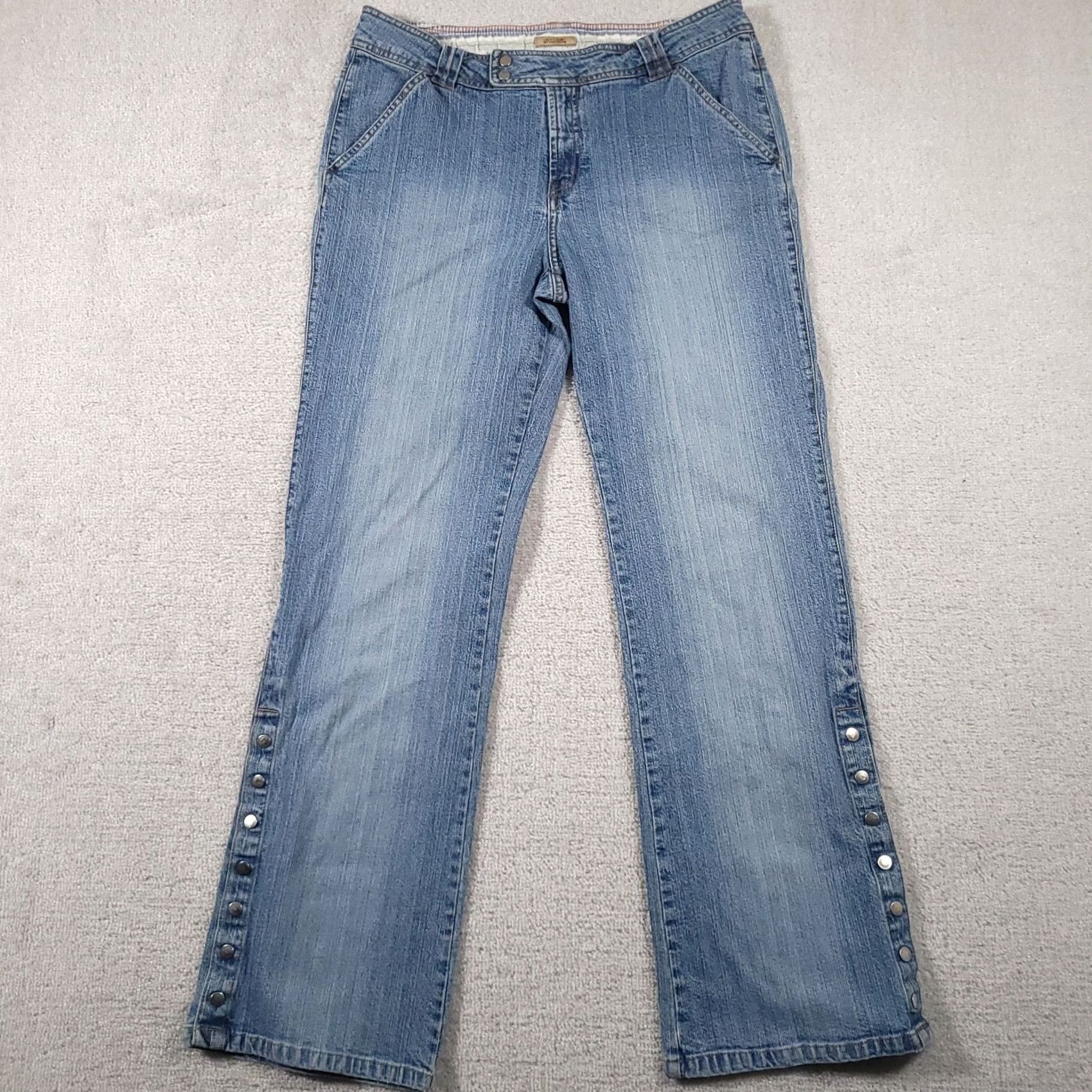 Denime Ruff Hewn Jeans Women's 10 Boot Snap Leg Y2K Retro Denim Jeans Size 32" / US 10 / IT 46 - 2 Thumbnail