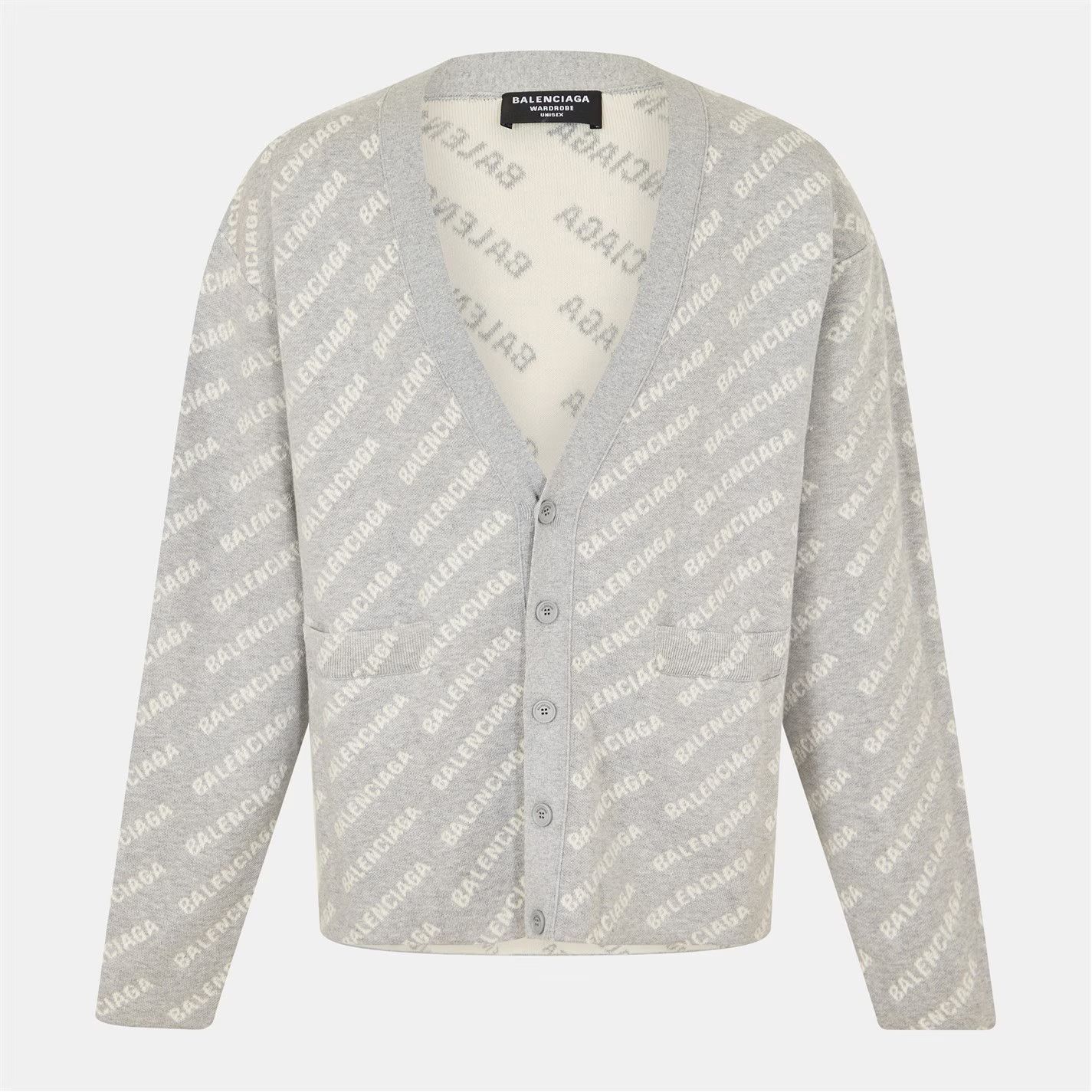 Balenciaga o1g2r1mq0226 Cardigan In Grey/White Size US M / EU 48-50 / 2 - 1 Thumbnail