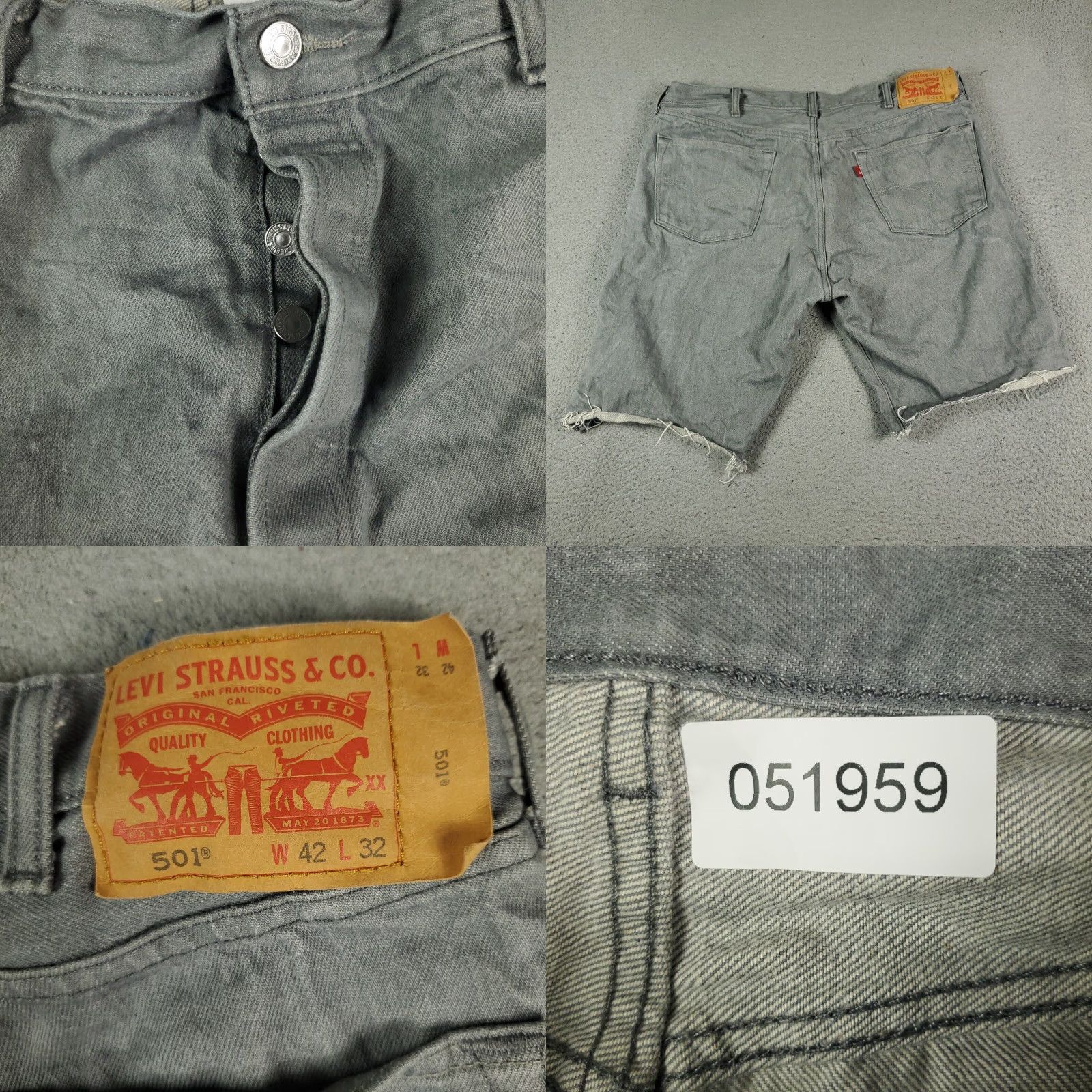 Levi's Levis Strauss 501 Shorts Mens Size 42 Gray Cut Off Button Fly Casual Denim Jean Size US 42 / EU 58 - 8 Thumbnail