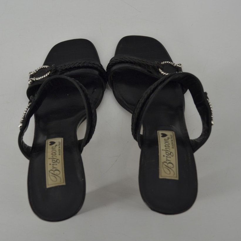 Brighton Brighton Raven Leather Black Slip On Heels Sandals Croc 8 M Size US 8 / IT 38 - 8 Thumbnail
