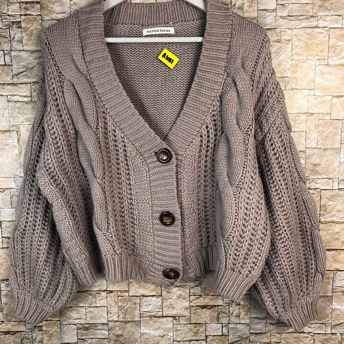 Aran Isles Knitwear A.G. Plus Park Ave Purple Cardigan cable Knitwear #A1081 Size L / US 10 / IT 46 - 3 Thumbnail