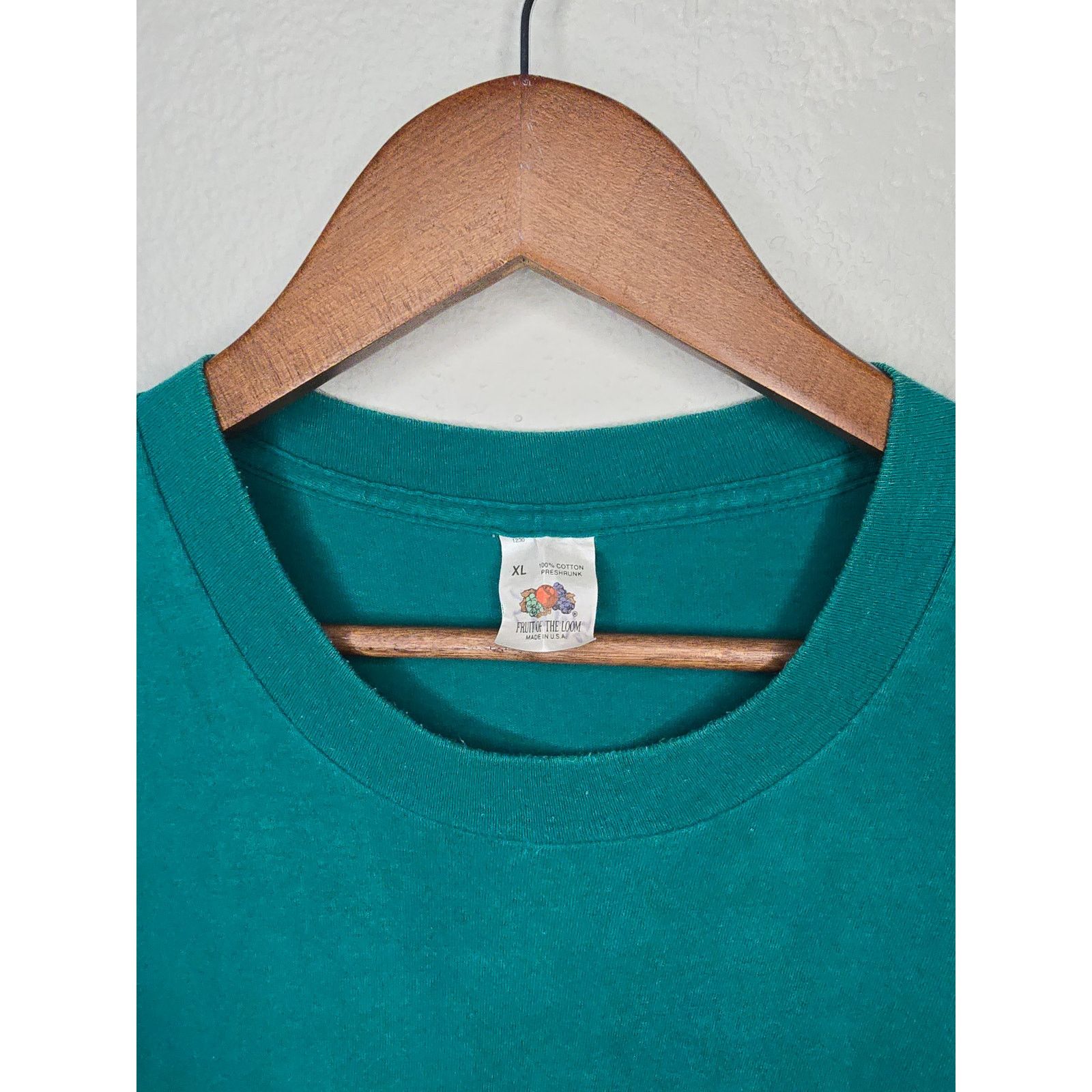 Fruit Of The Loom × Vintage Vintage Teal Blank Plain Pocket USA Made XL Blue Tee 1990s Size US XL / EU 56 / 4 - 5 Thumbnail