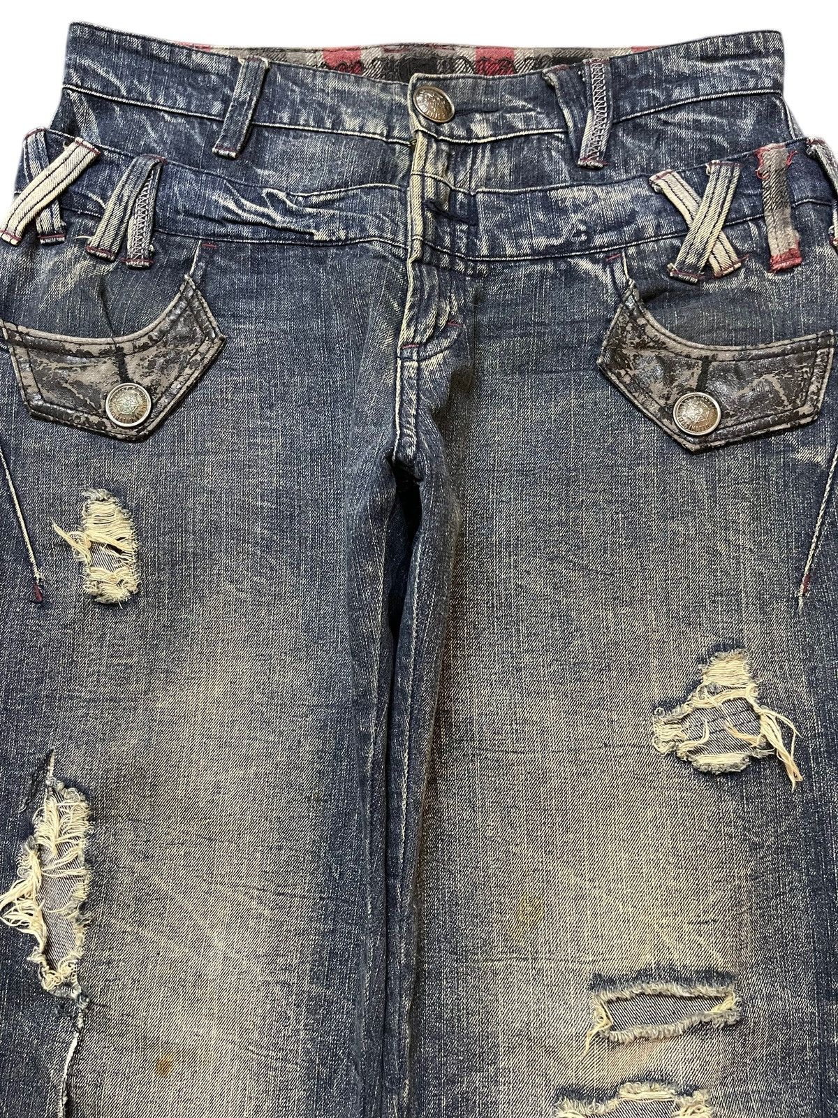 If Six Was Nine Vintage Japanese Brand Double Waist Thunder Wash Distressed Size US 32 / EU 48 - 3 Thumbnail