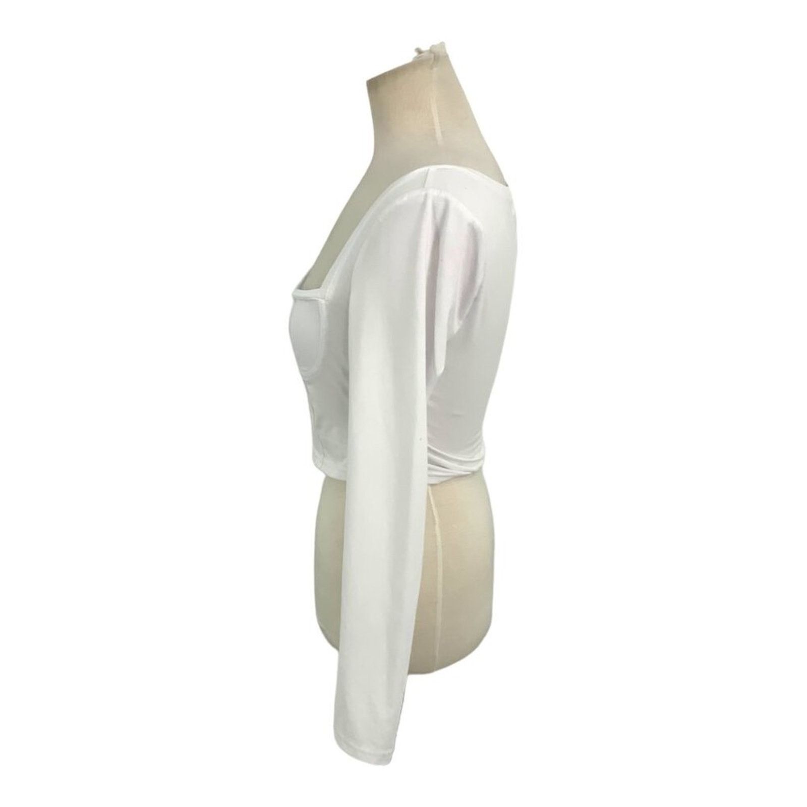 Other Open Edit White Bustier Long Sleeve Top Small NWOT $45 MSRP Size S / US 4 / IT 40 - 4 Thumbnail