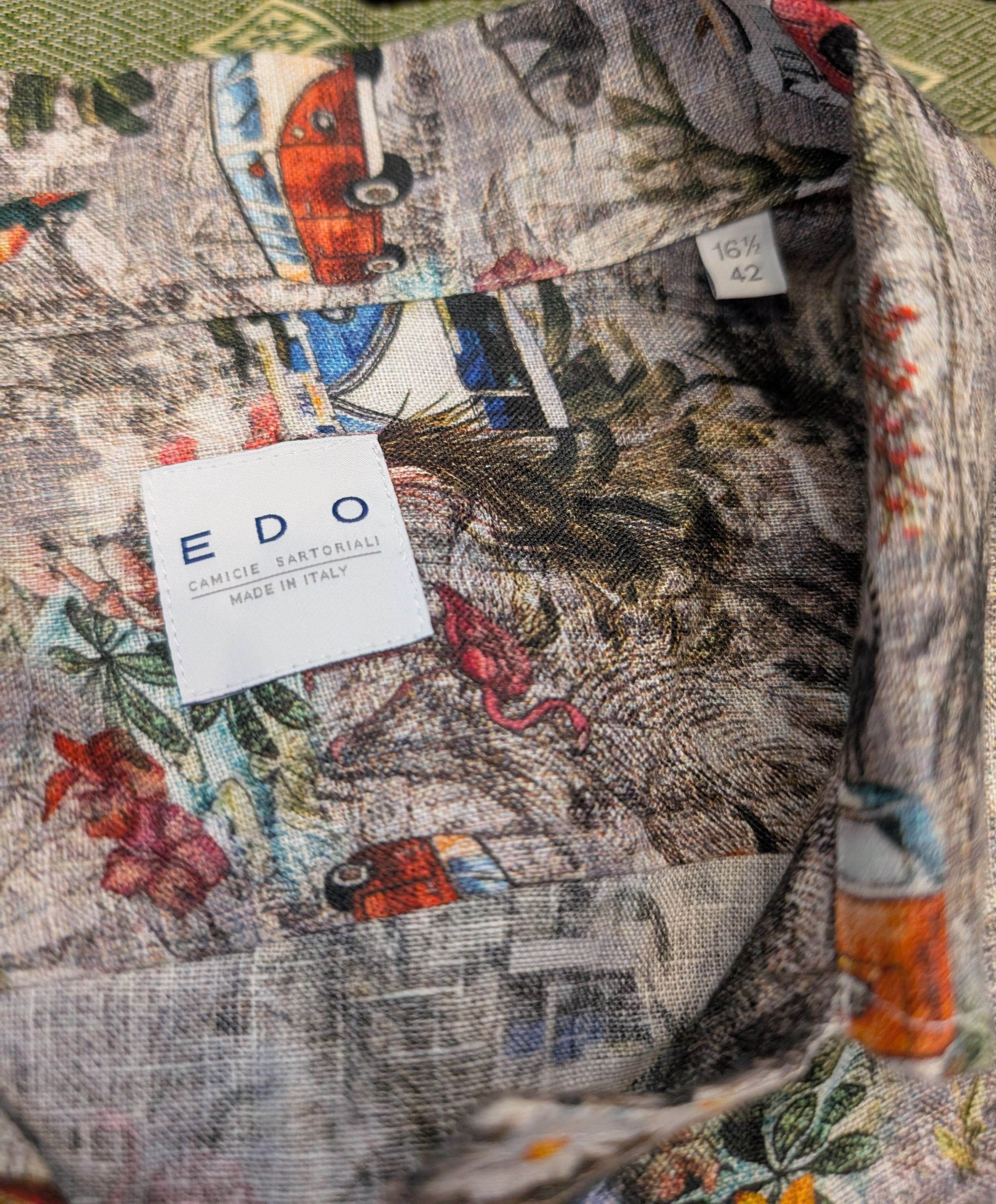 Other Edo Camicie Sartoriali 100% Linen Graphic Button Up Shirt Size US L / EU 52-54 / 3 - 3 Thumbnail