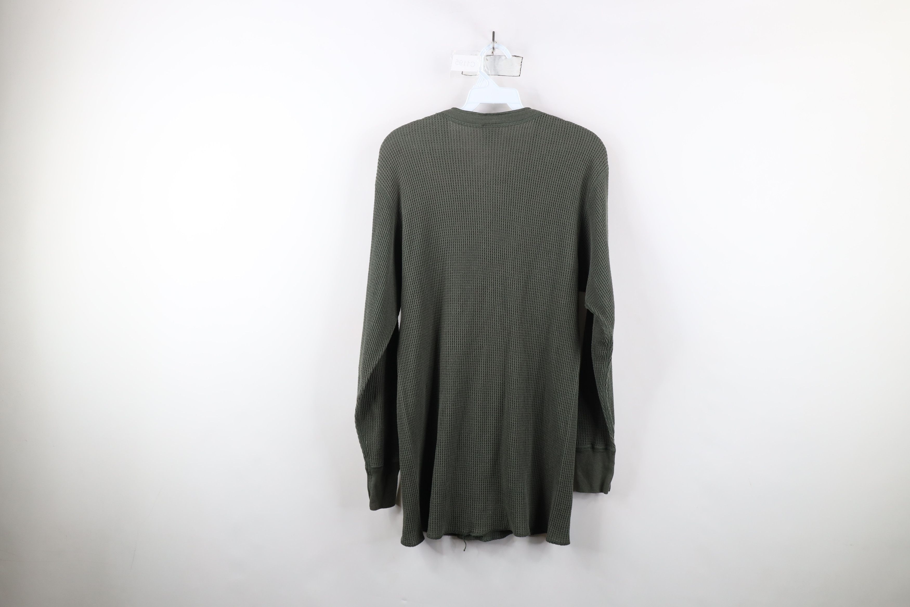 Vintage Vintage 90s Streetwear Waffle Knit Henley T-Shirt Green Size US XL / EU 56 / 4 - 10 Thumbnail