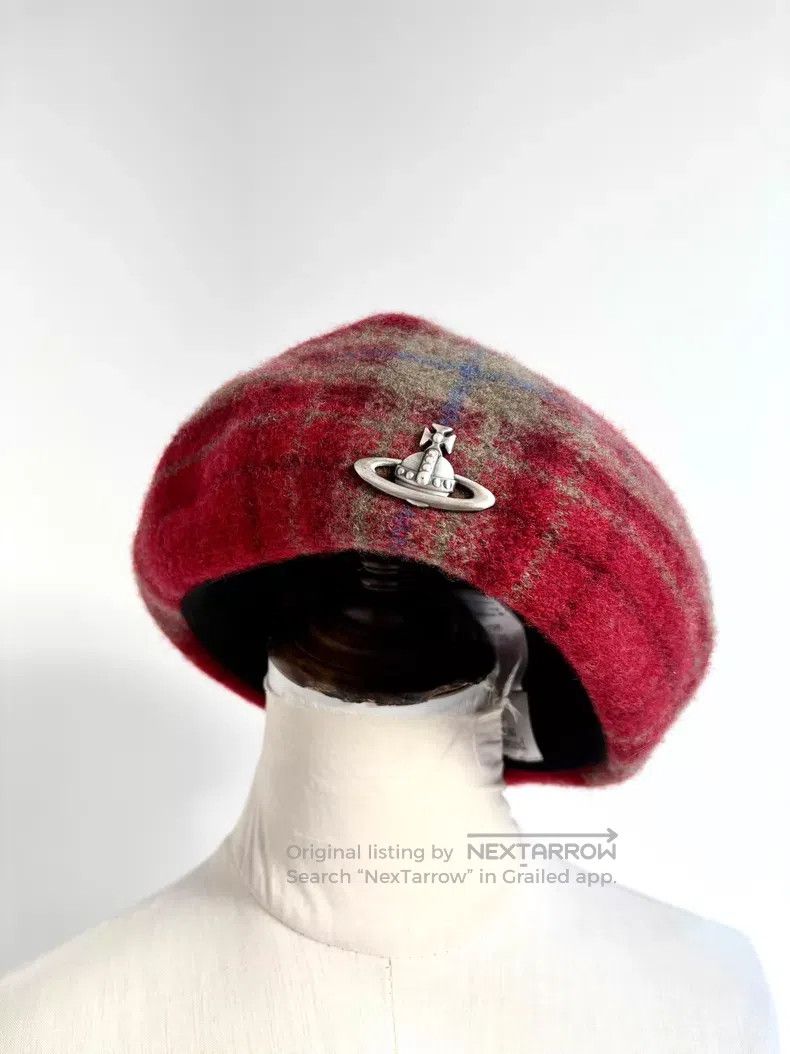Vivienne Westwood Vivienne Westwood Second-hand red checkered Saturn beret Size ONE SIZE - 1 Thumbnail