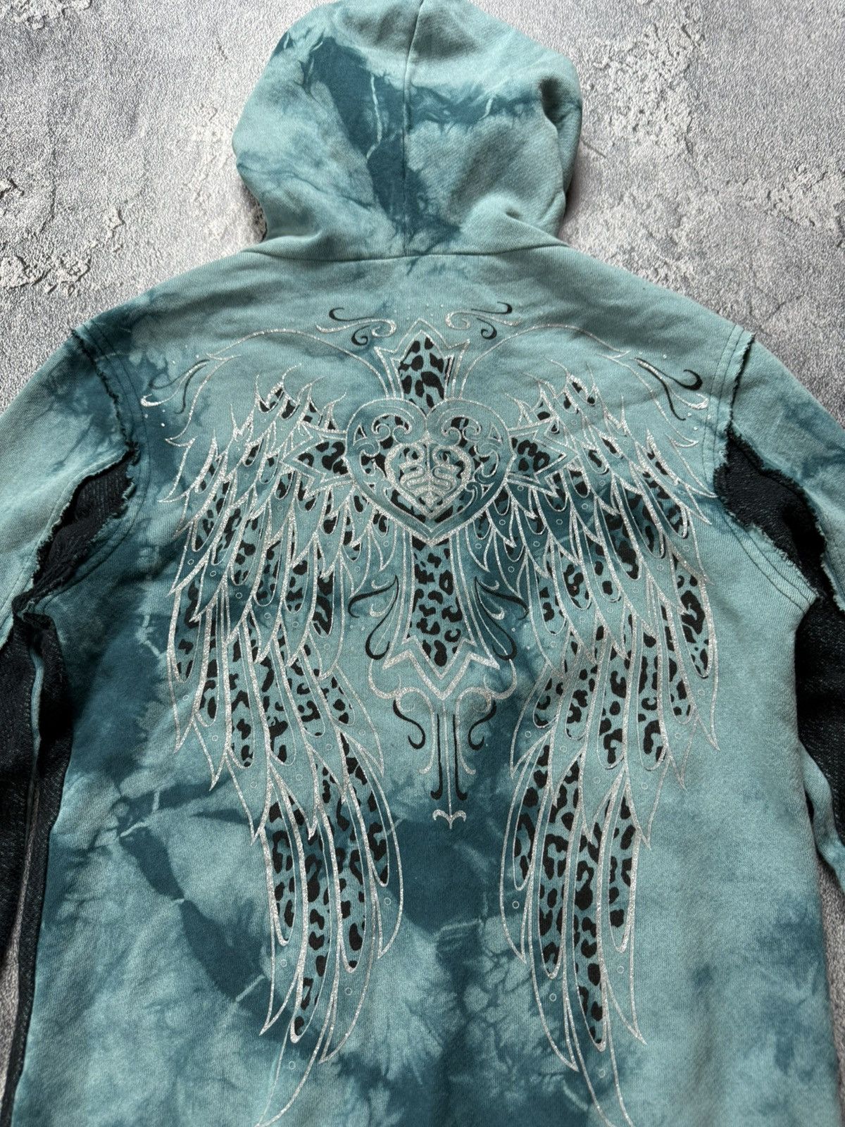 Affliction Sinful By Affliction Y2K Tribal Heart Wings Zip Hoodie LGB Size L / US 10 / IT 46 - 3 Thumbnail