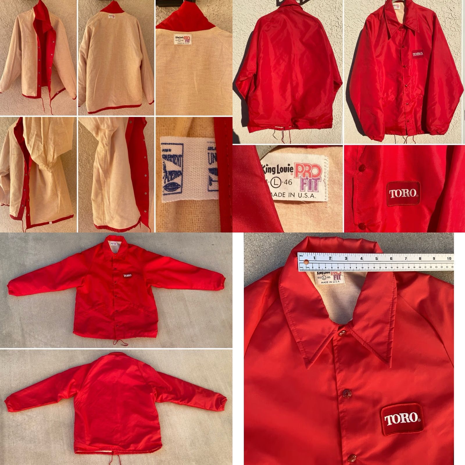 Vintage VINTAGE TORO King Louie Pro Fit Work Jacket USA Made Red 44 L Snap Front Union-Made Men Jacket Size US L / EU 52-54 / 3 - 10 Thumbnail