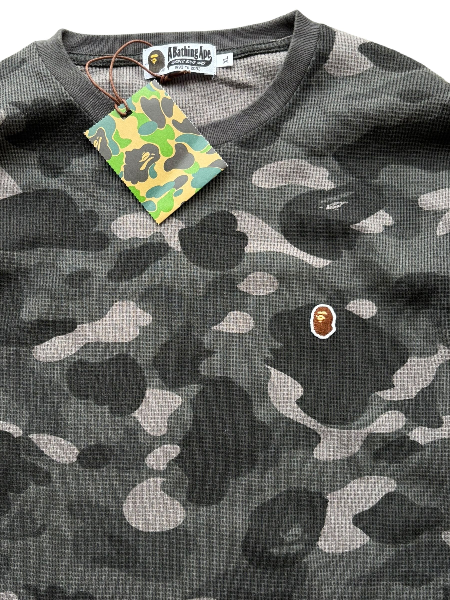 Bape Bape Grey Camo Mini Ape Head Thermal Longsleeve T-Shirt Size US XL / EU 56 / 4 - 3 Thumbnail