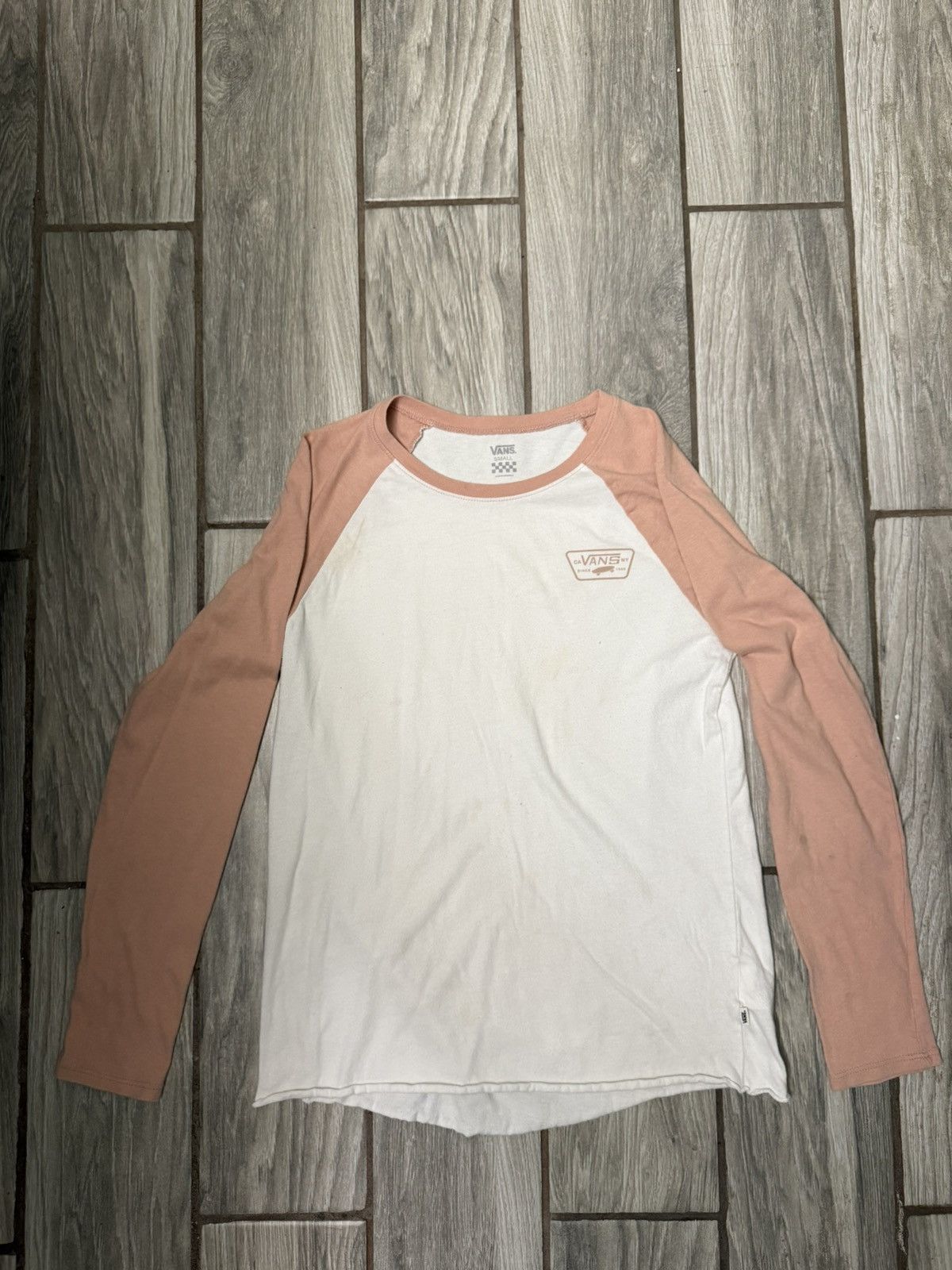 Vans Vans Off The Wall Women’s White/Pink Long Sleeve Shirt Size S / US 4 / IT 40 - 1 Thumbnail