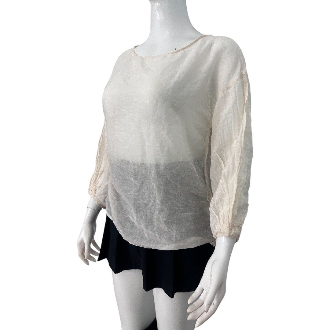 GOA Natural Vintage Goa Sheer Flowy Blouse Minimalist Boho Top Size M / US 6-8 / IT 42-44 - 5 Thumbnail