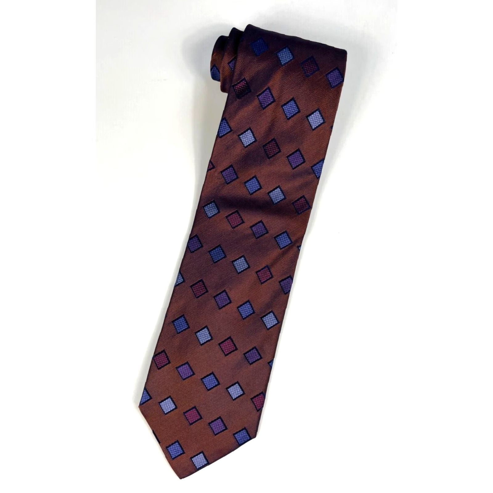 Ermenegildo Zegna VINTAGE Ermenegildo Zegna Silk Tie Geometric Bronze Made in Italy Men’s Tie 58" Bronze Silk Geometric 57-60" Width 3 7/8" Italy Mens Size ONE SIZE - 2 Thumbnail