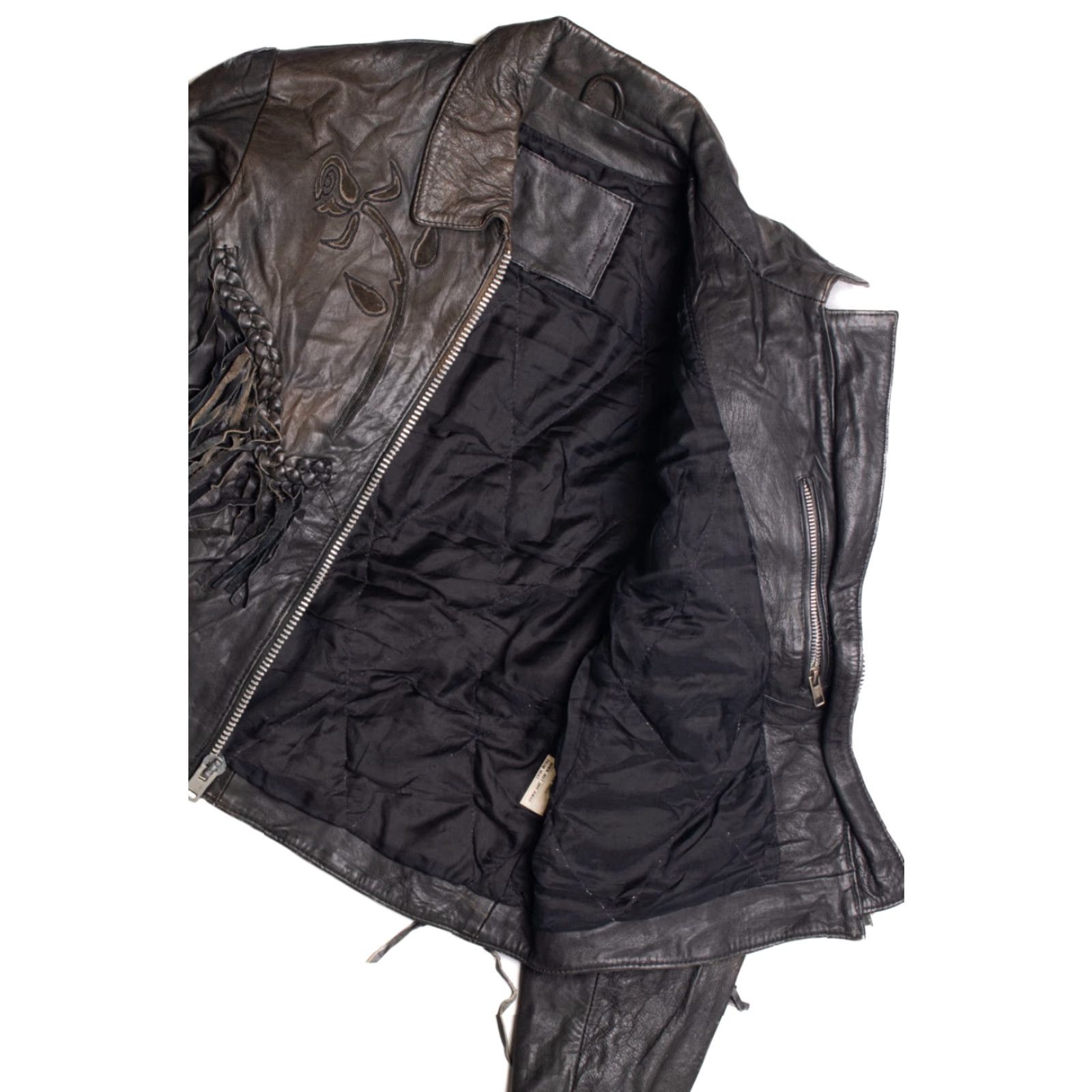 Vintage VINTAGE Dark Brown Leather Motorcycle Jacket Fringe Large Size US L / EU 52-54 / 3 - 3 Thumbnail