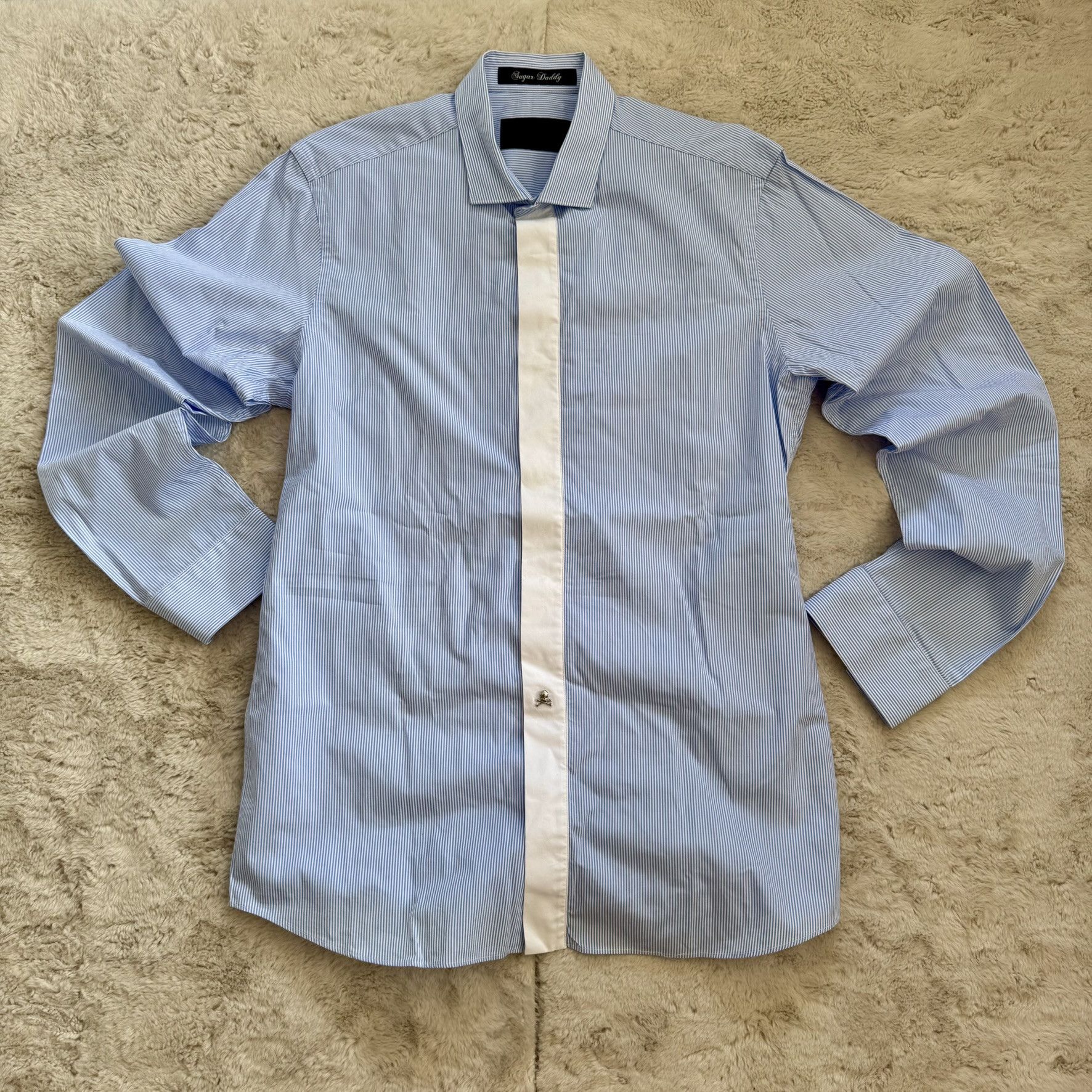Philipp Plein Philipp Plein Striped Shirt w/ White Placket – Size L Size US L / EU 52-54 / 3 - 1 Thumbnail