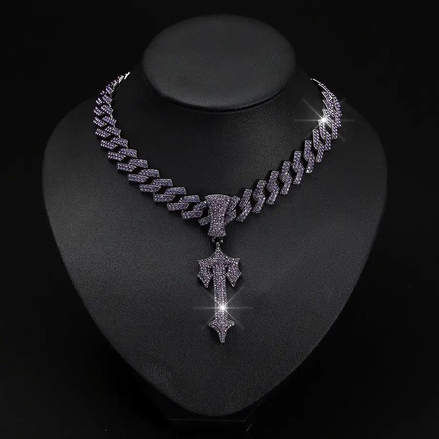 Jewelry Purple Sword Men Necklace Hip Hop Sword Pendant Necklace Size ONE SIZE - 1 Thumbnail