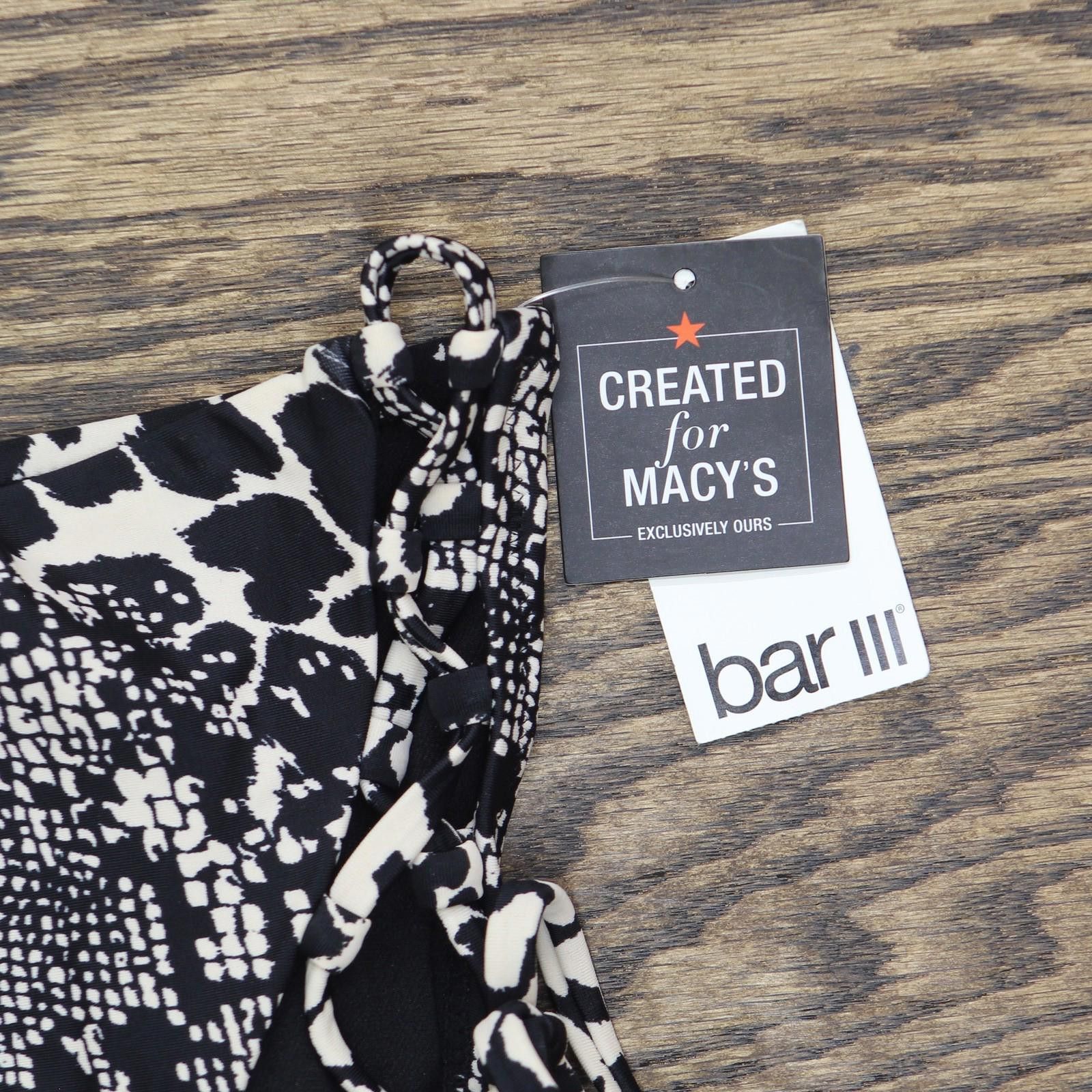 Bar III Nwt Bar Iii Printed Bikini Swim Top Side Tie Black Multi L Size ONE SIZE - 3 Thumbnail
