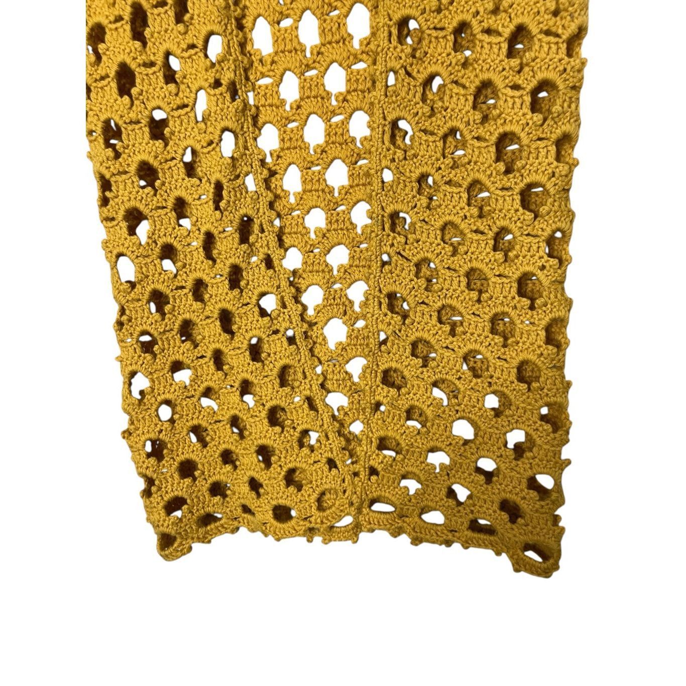 Other Vintage Handmade Crochet Vest Cardigan Mustard Yellow Size Size L / US 10 / IT 46 - 3 Thumbnail