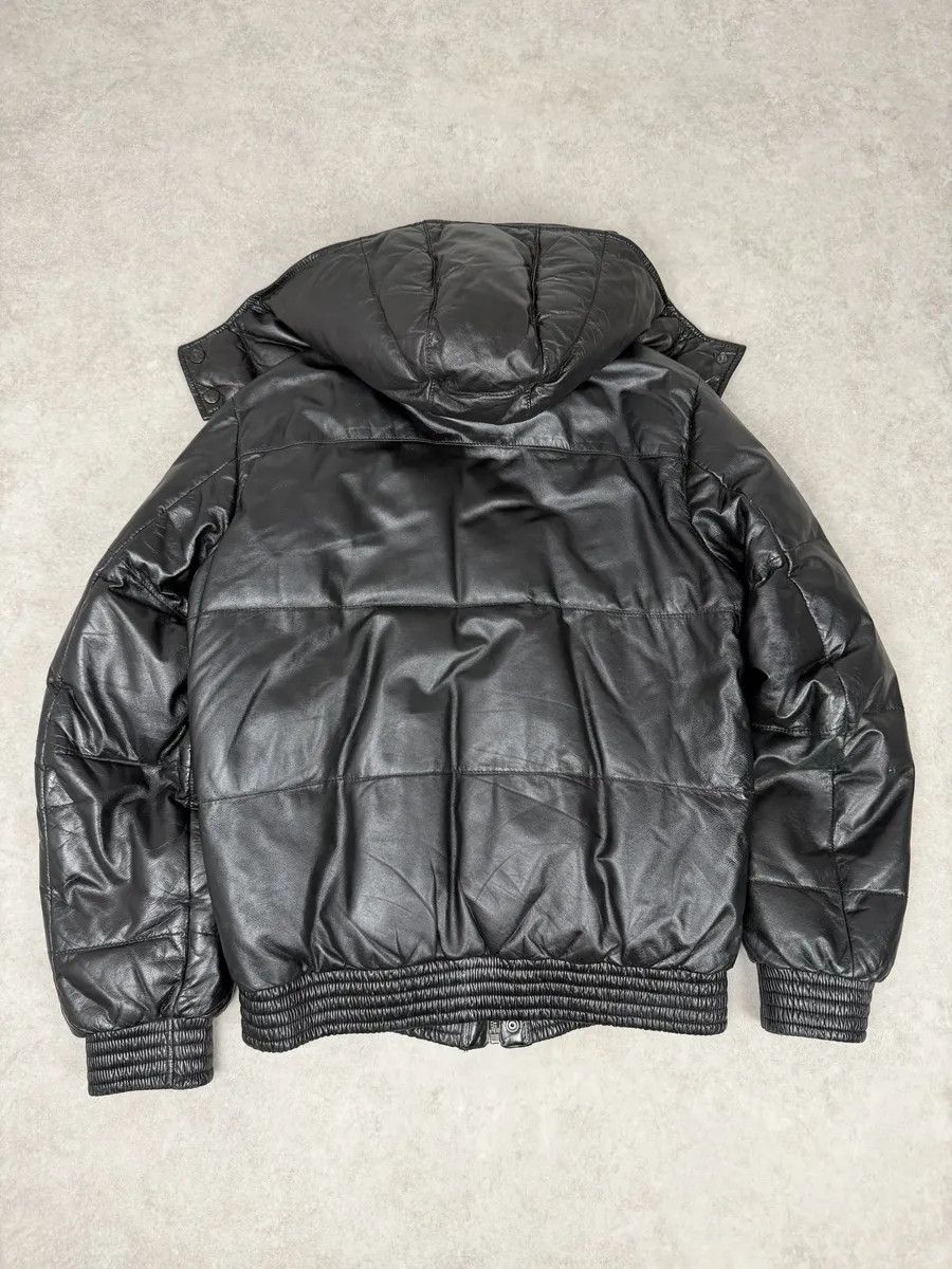 Prada 2000s Prada Hooded Black Leather Bomber Puffer Jacket Size US M / EU 48-50 / 2 - 2 Thumbnail