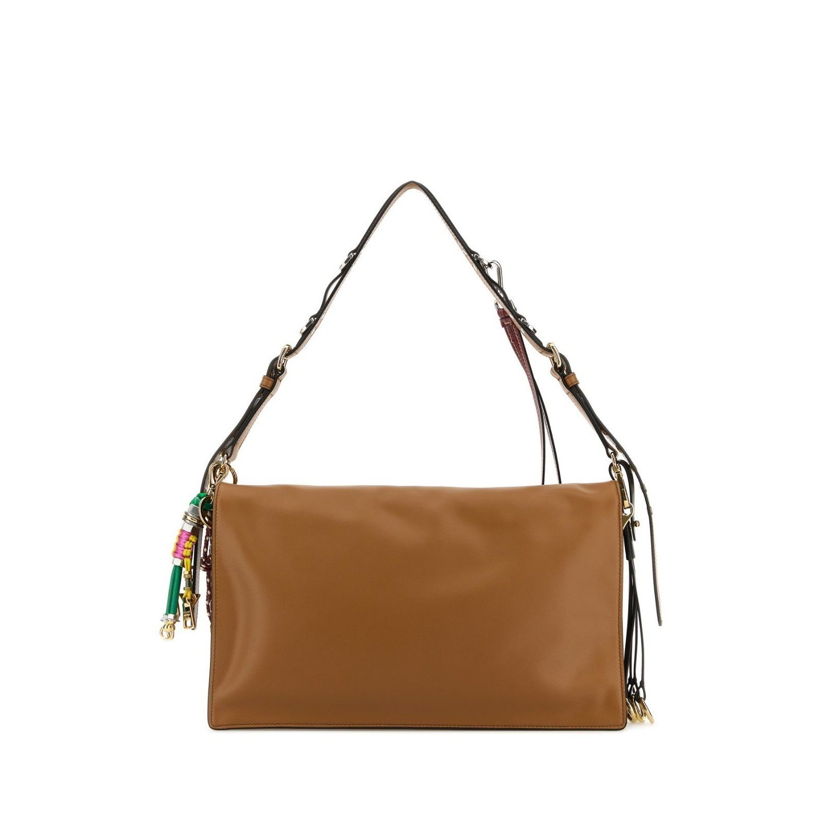 Prada PRADA Soft Sound Large $5400 Brown Leather Charms Shoulder B Size ONE SIZE - 3 Thumbnail