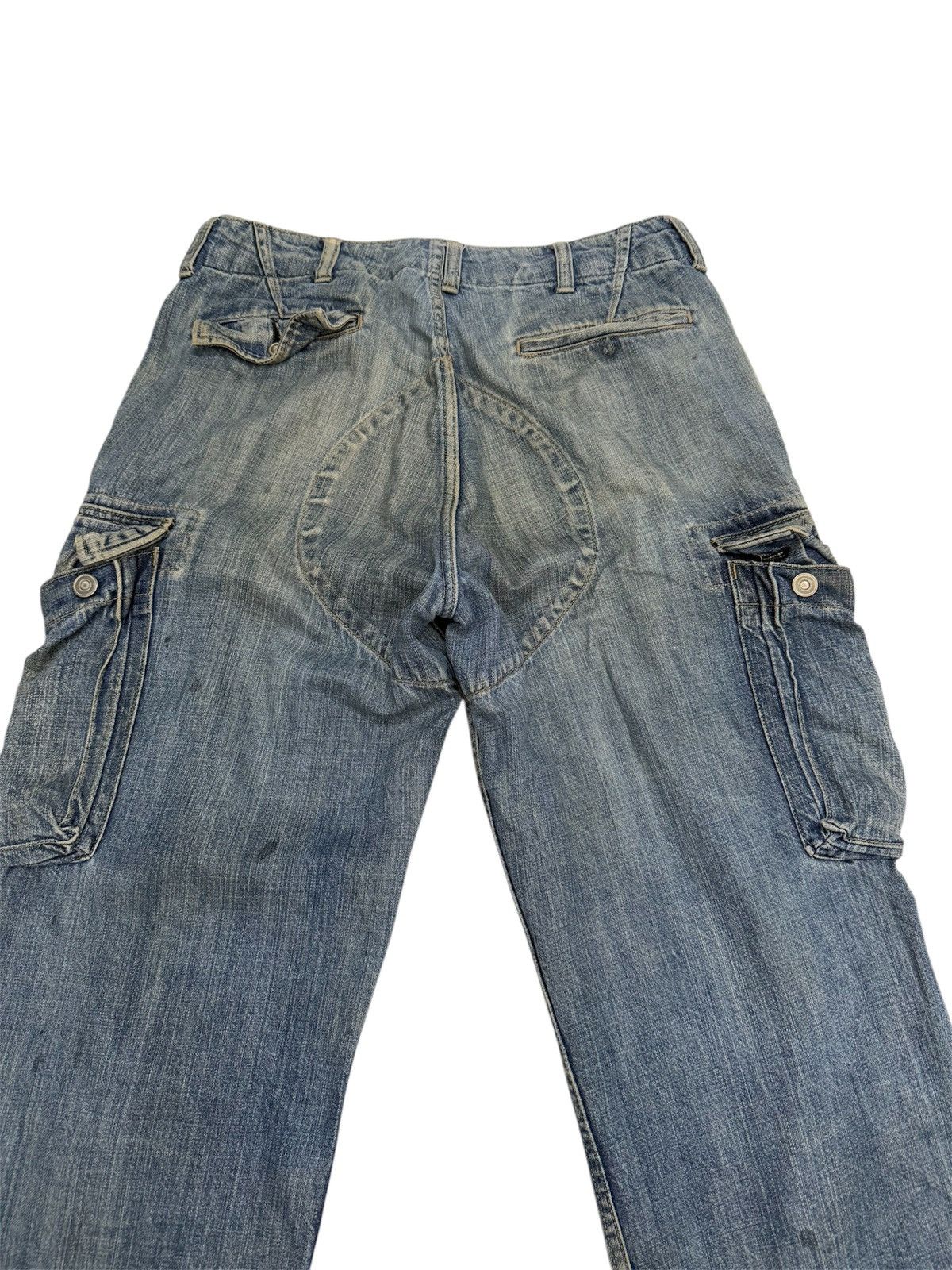 Japanese Brand × Johnbull × Kapital Johnbull Cargo Heavy Fade Workwear Denim Distressed Wide Size US 33 - 5 Thumbnail