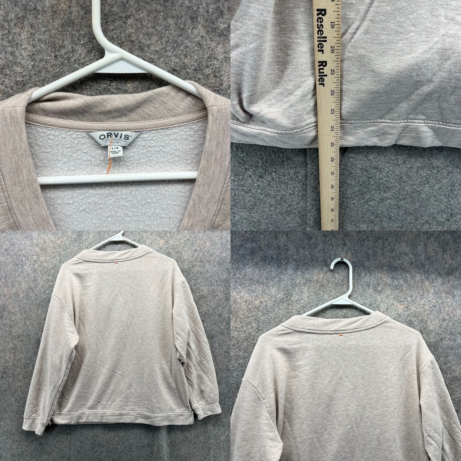 Orvis VINTAGE Orvis Sweater Ladies Large Beige V-Neck Pullover Casual Modal Polyester Fleece Logo All Seasons Womens Size L / US 10 / IT 46 - 8 Thumbnail
