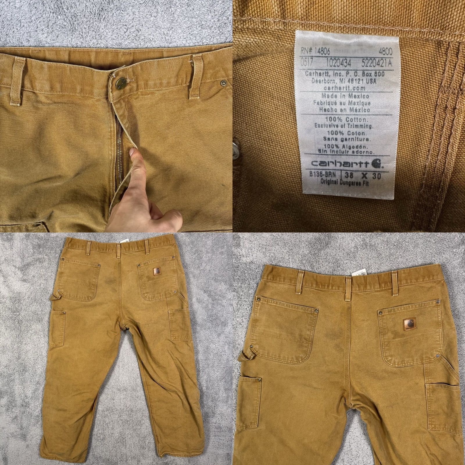 Carhartt VINTAGE Carhartt Pants Men 38x30 Double Knee Carpenter Dungaree Workwear Utility B136 BRN Size US 38 / EU 54 - 8 Thumbnail