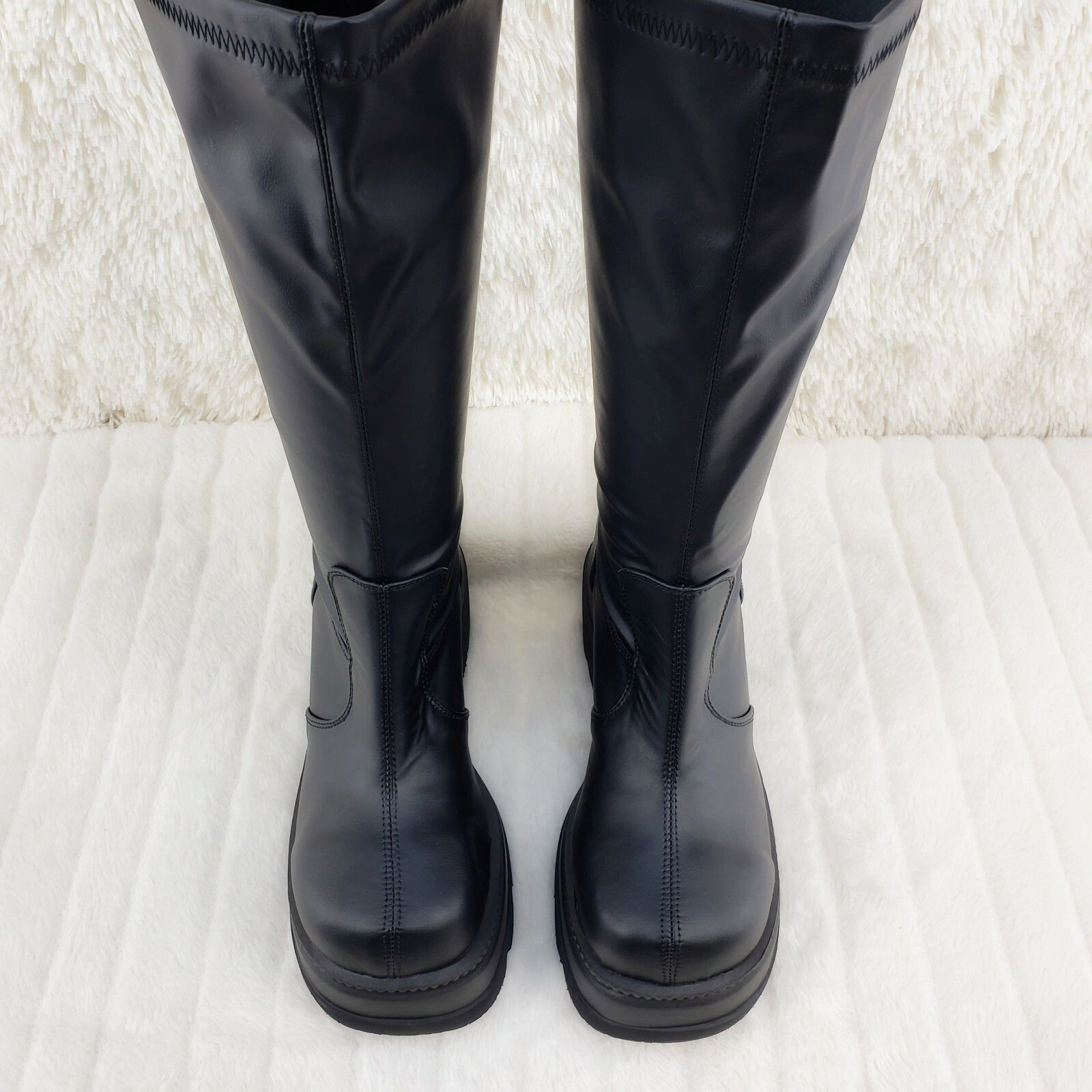 Demonia Cult DEMONIA Shaker 65 Black Matte Platform 4.5" Wedge Heel Knee Size US 12 / IT 42 - 6 Thumbnail